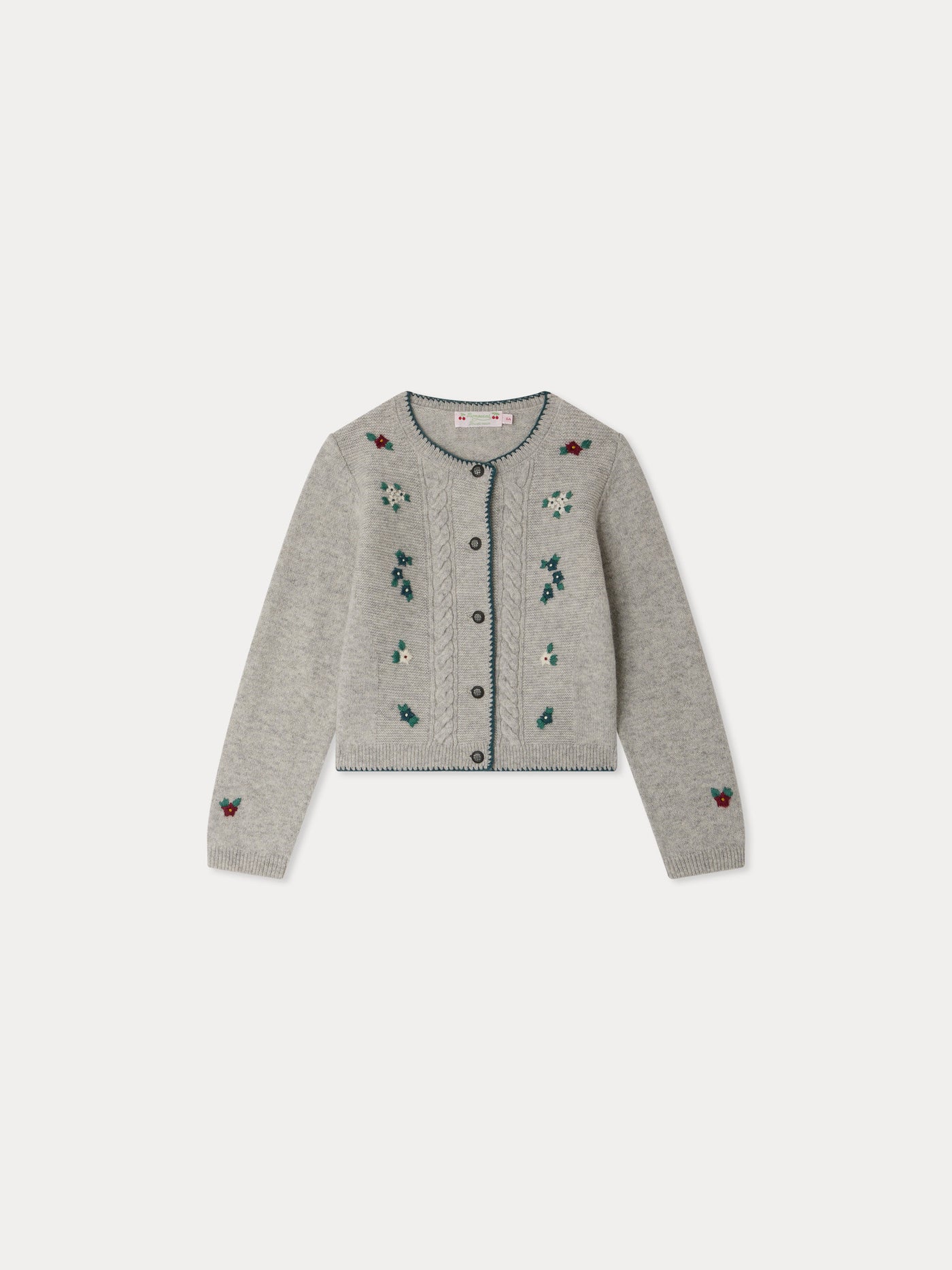 Jamina grey cardigan with embroidered flowers