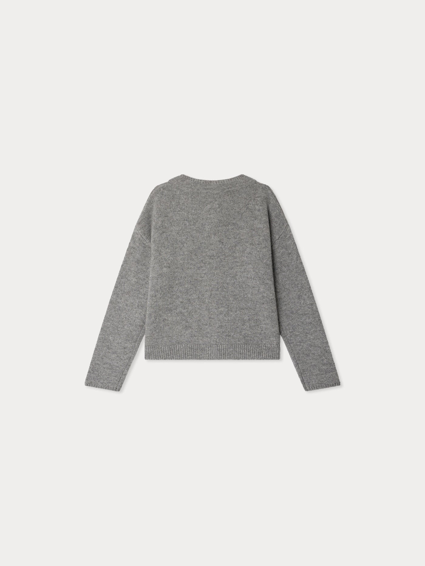 Judicael – handbestickte Kirsch-Strickjacke aus grauem Kaschmir