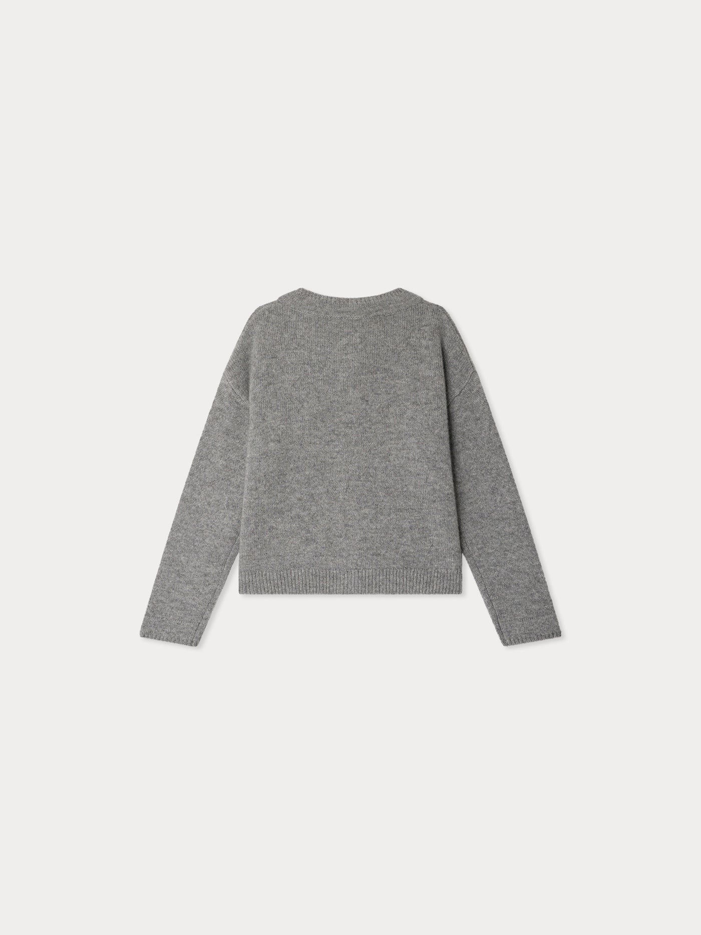 Judicael – handbestickte Kirsch-Strickjacke aus grauem Kaschmir