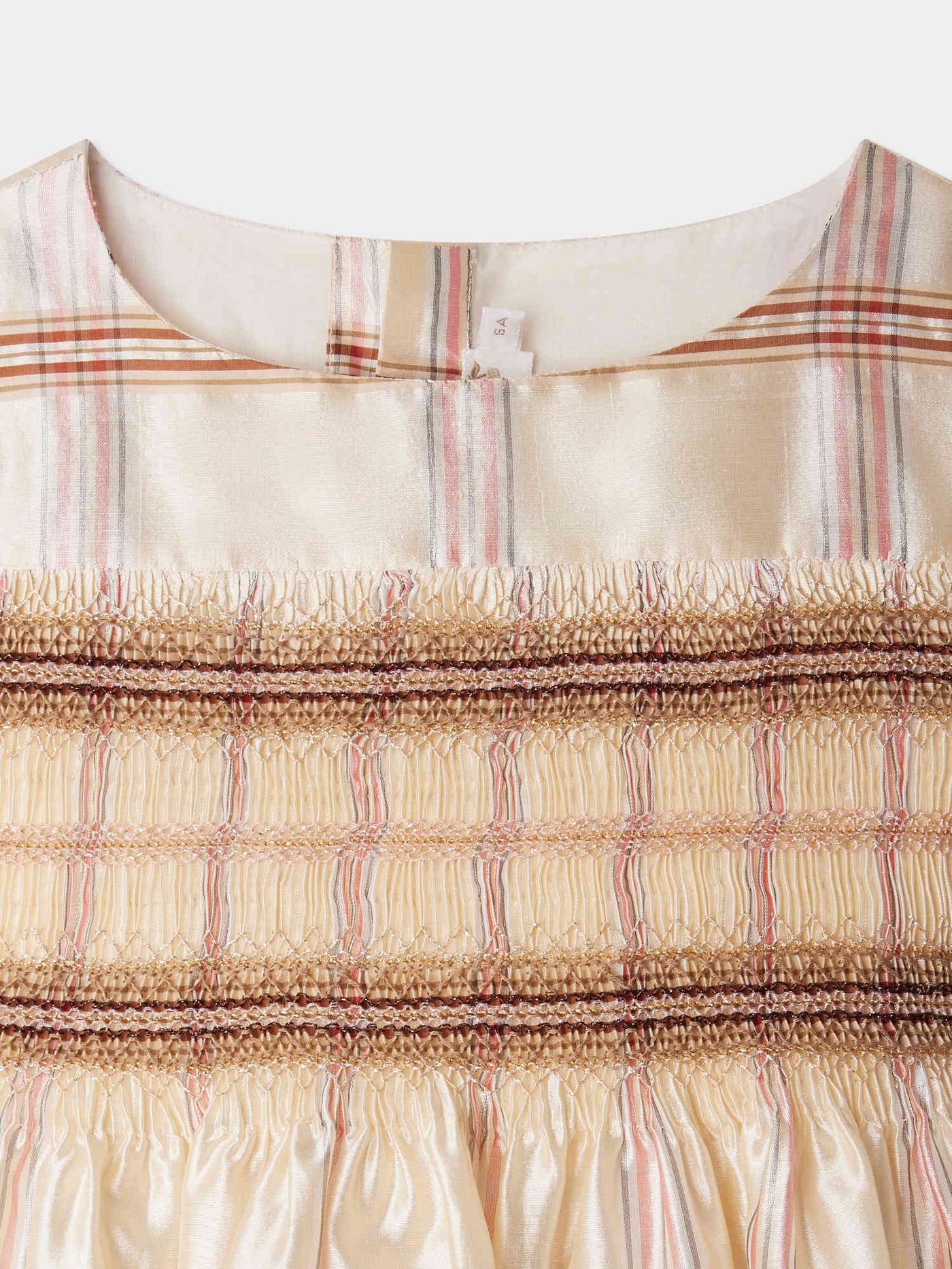 Smocked Duchesse dress embroidered with lurex silk thread