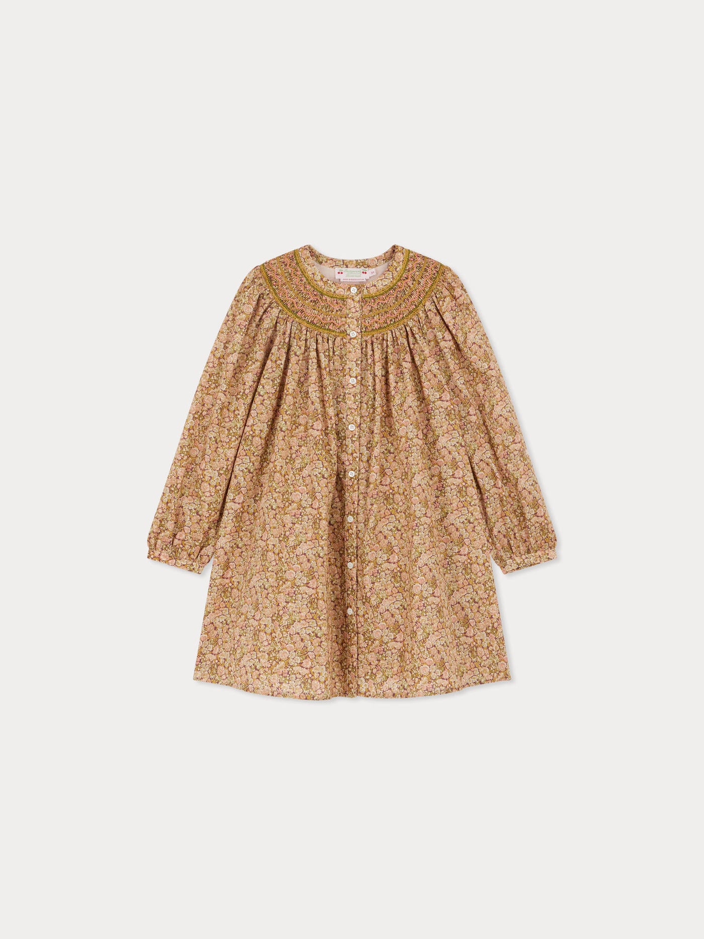 Robe Jadwiga smockée et brodée en tissu Liberty en coton biologique