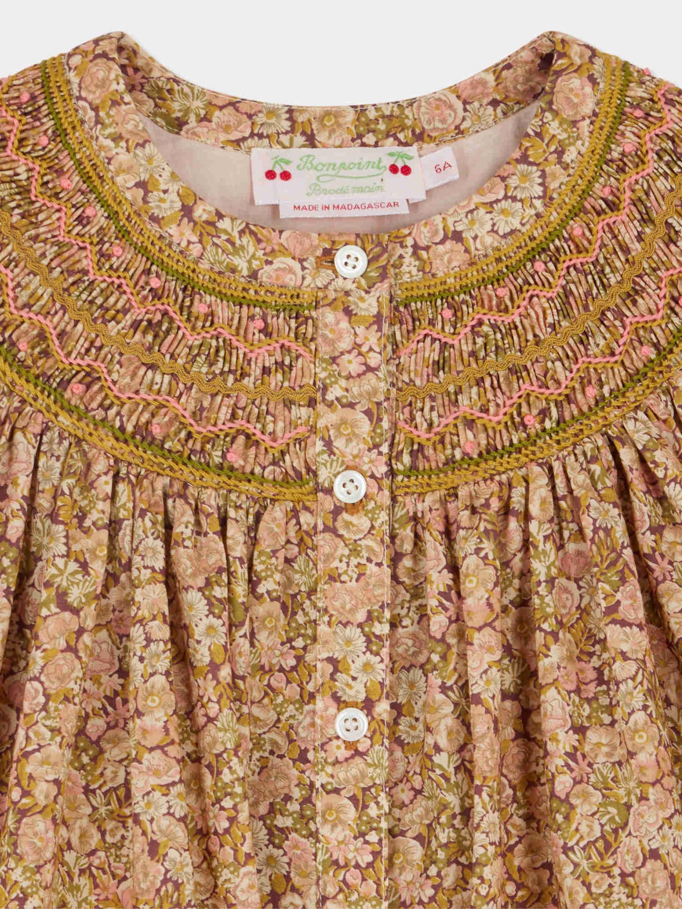 Robe Jadwiga smockée et brodée en tissu Liberty en coton biologique