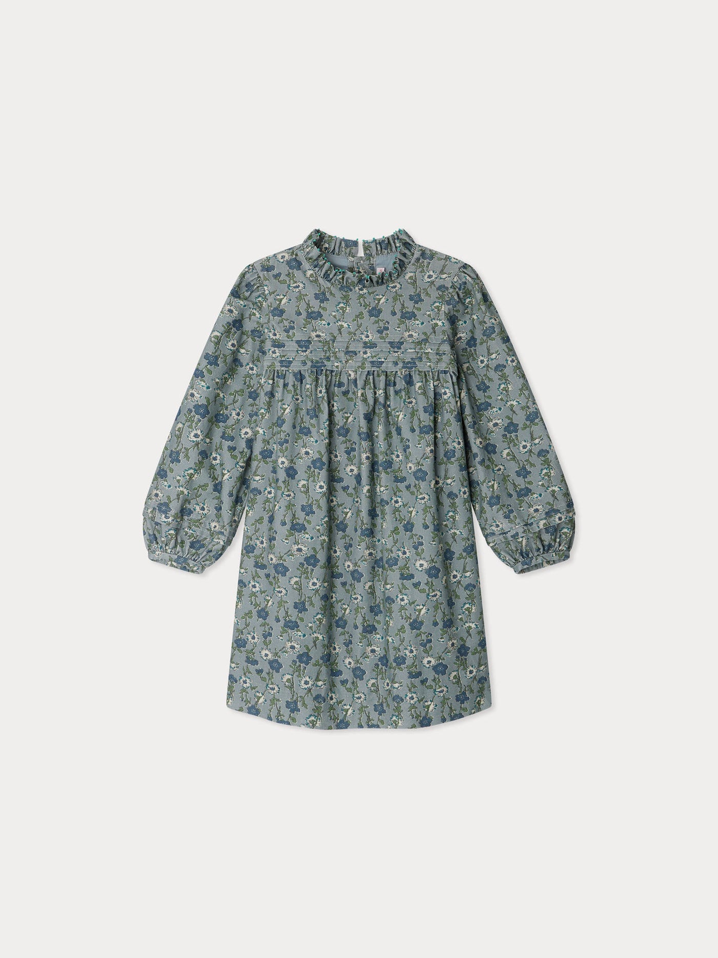 Robe Topaz brodée au col et plissée en tissu Liberty velours