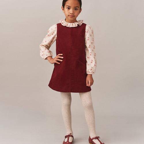 Jolla cherry embroidered corduroy dress