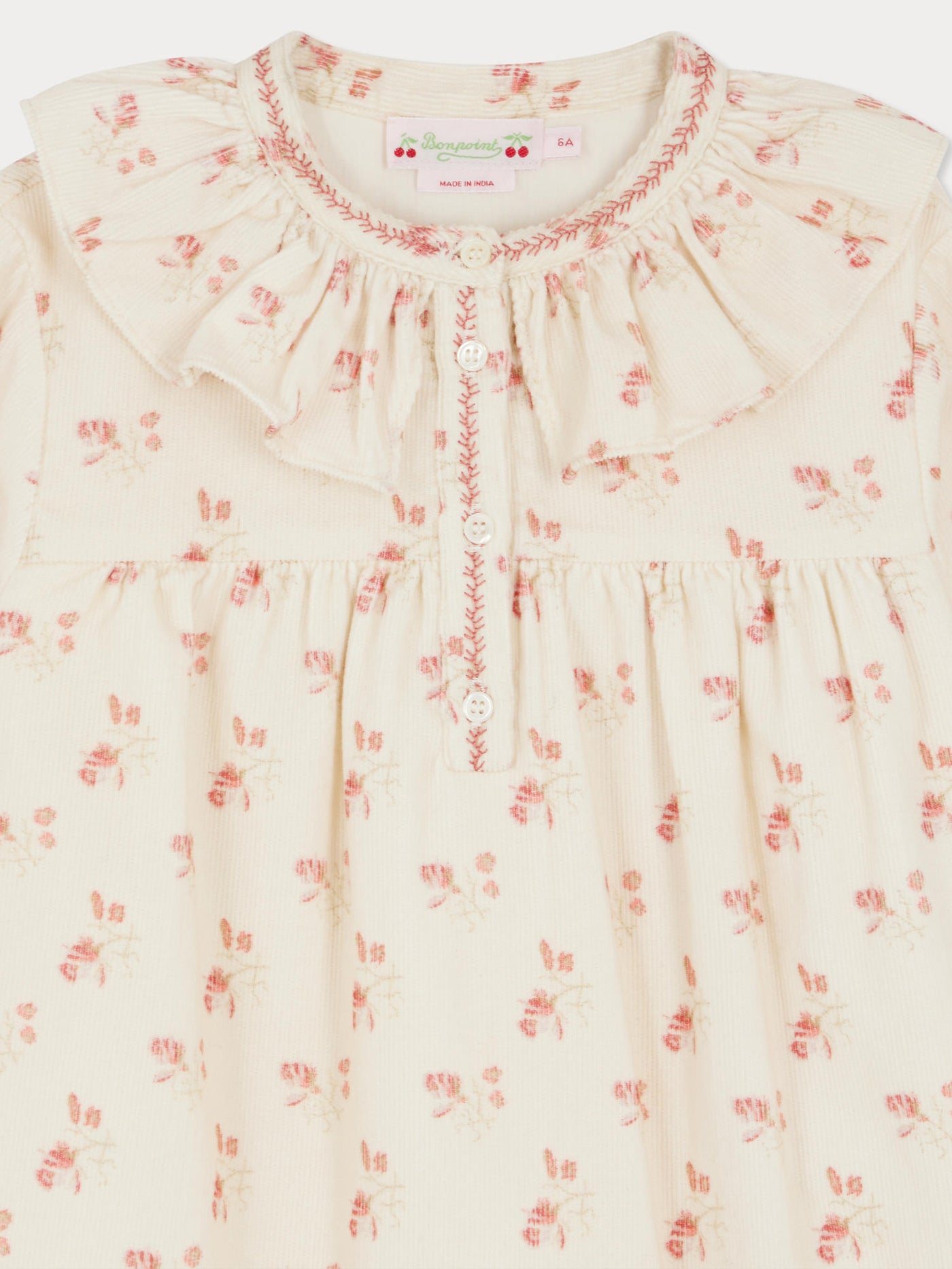 Joana dress with embroidered velvet collar and cuffs