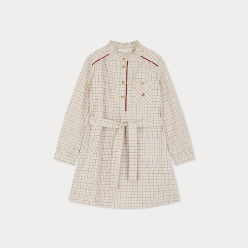 Abito Jilton con croquet a contrasto e ricami di ciliegie