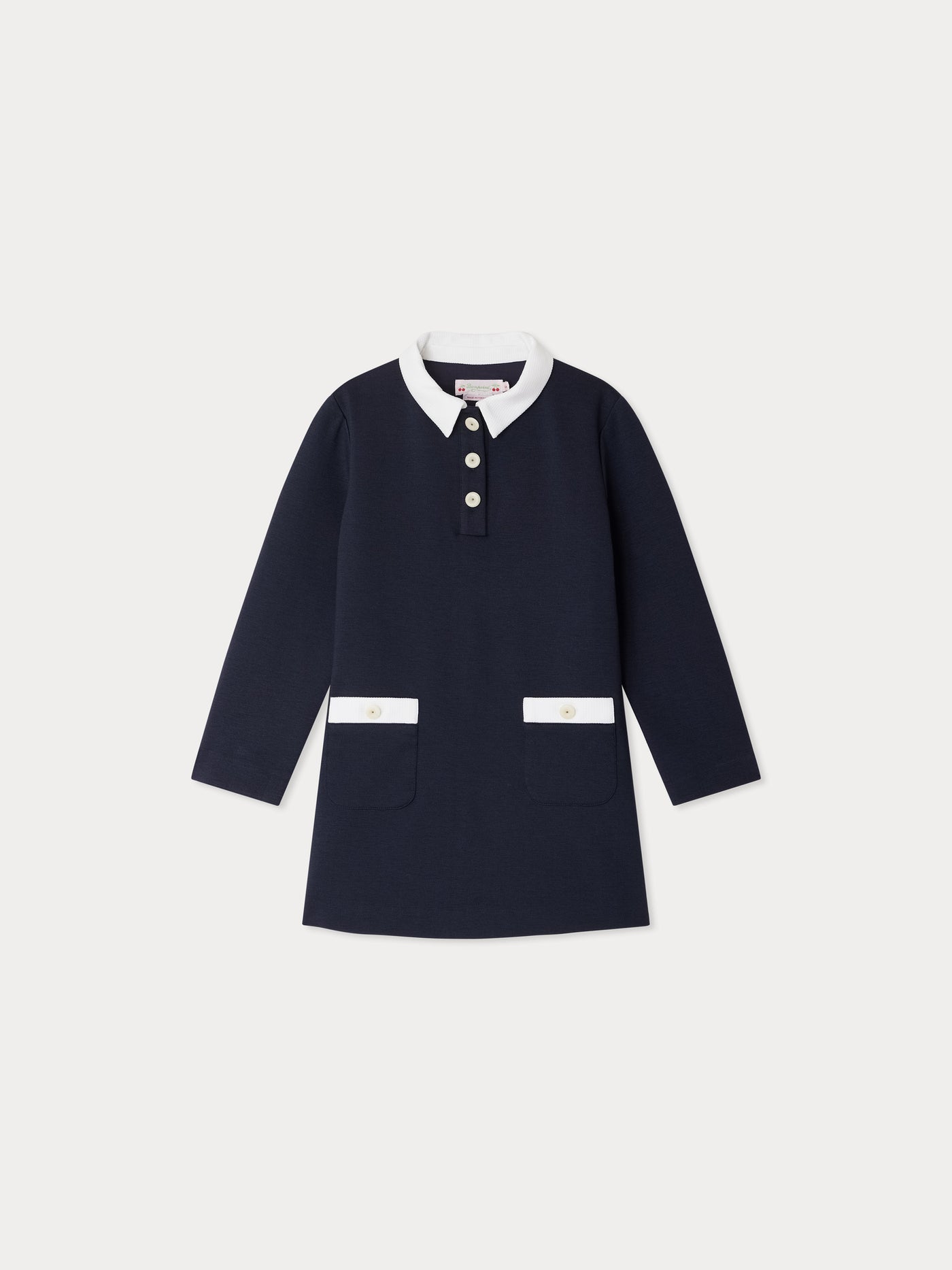Janville dress in Milano with polo collar and contrasting pockets