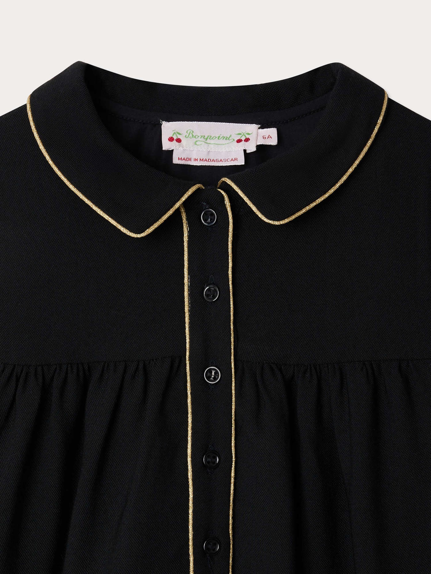 Robe Dorothée avec col passepoilé doré