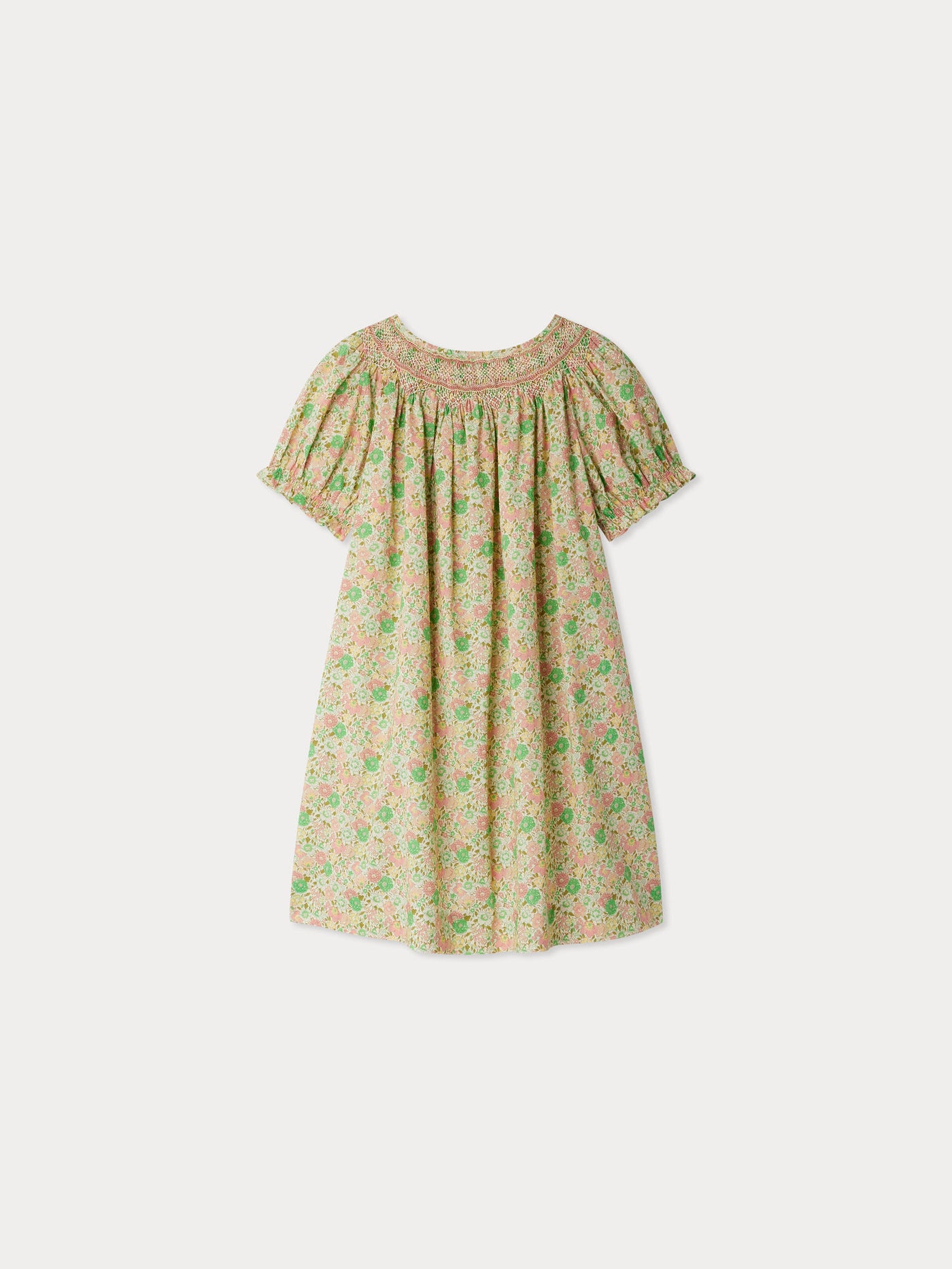 Jarah gesmoktes und besticktes Kleid aus Liberty-Stoff aus Bio-Baumwolle