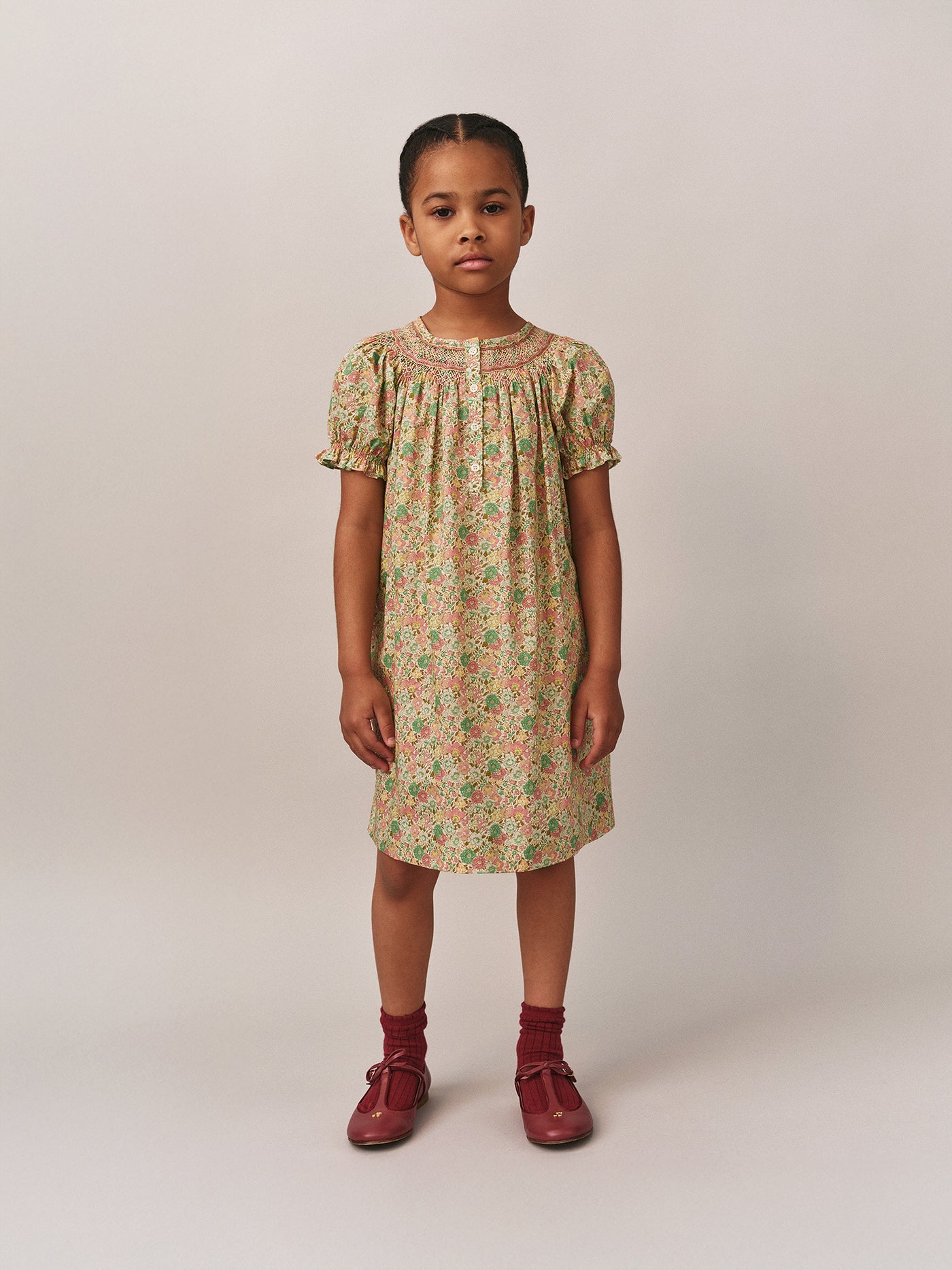 Robe Jarah smockée en tissu Liberty en coton biologique