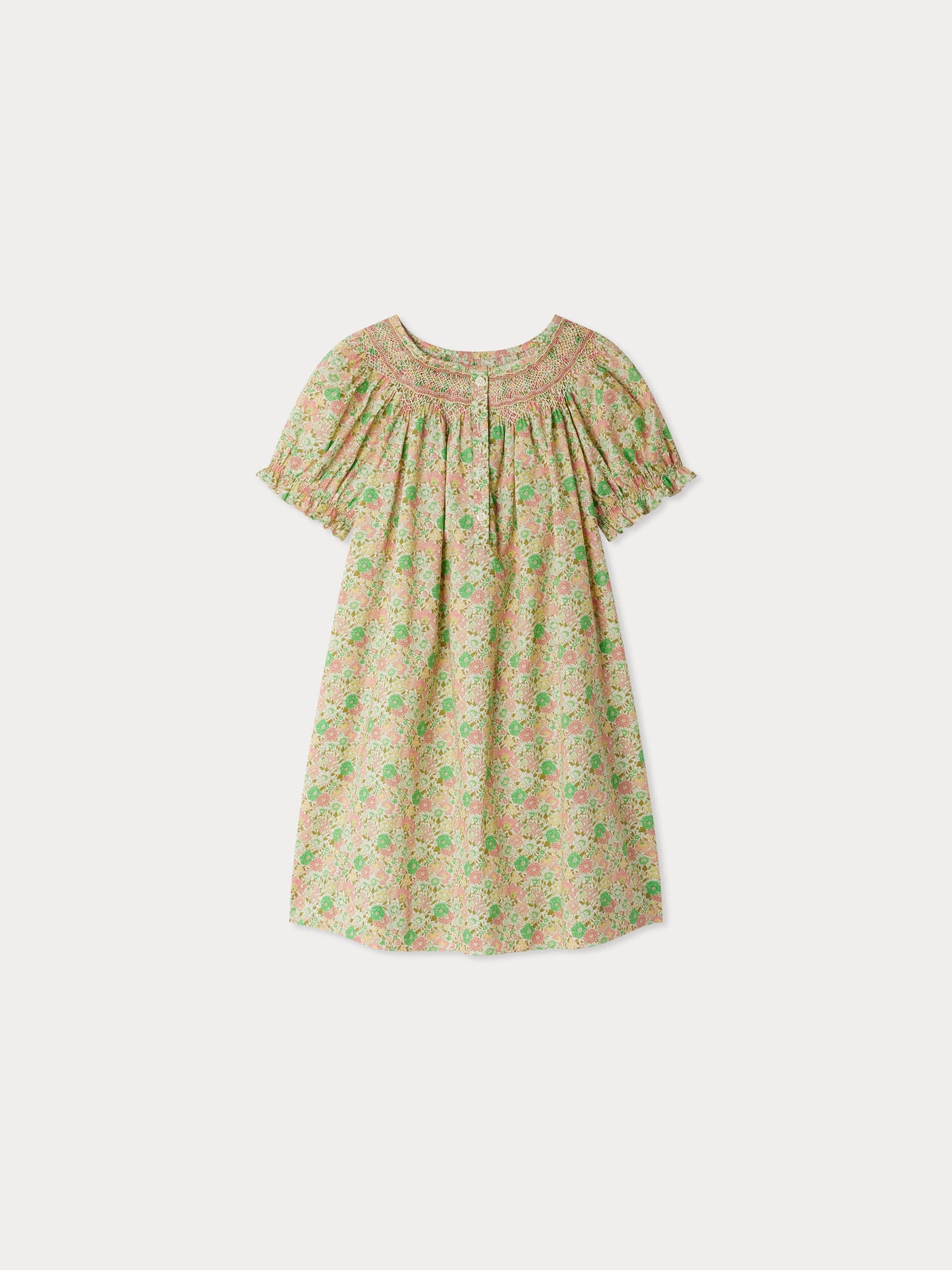 Jarah gesmoktes und besticktes Kleid aus Liberty-Stoff aus Bio-Baumwolle