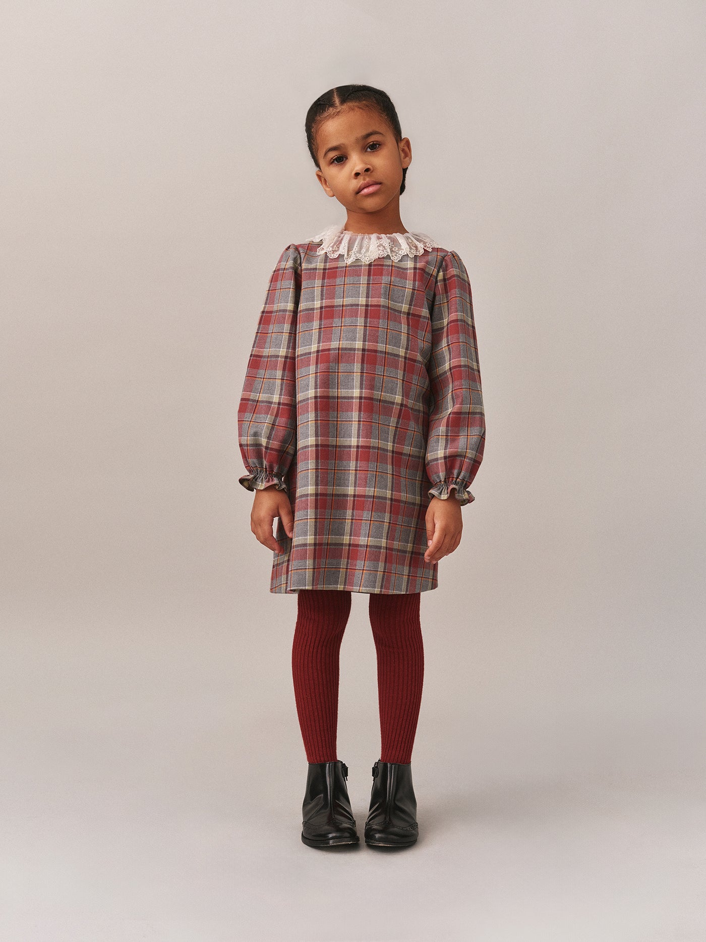 Robe Puzzle avec col en dentelle brodée en coton 