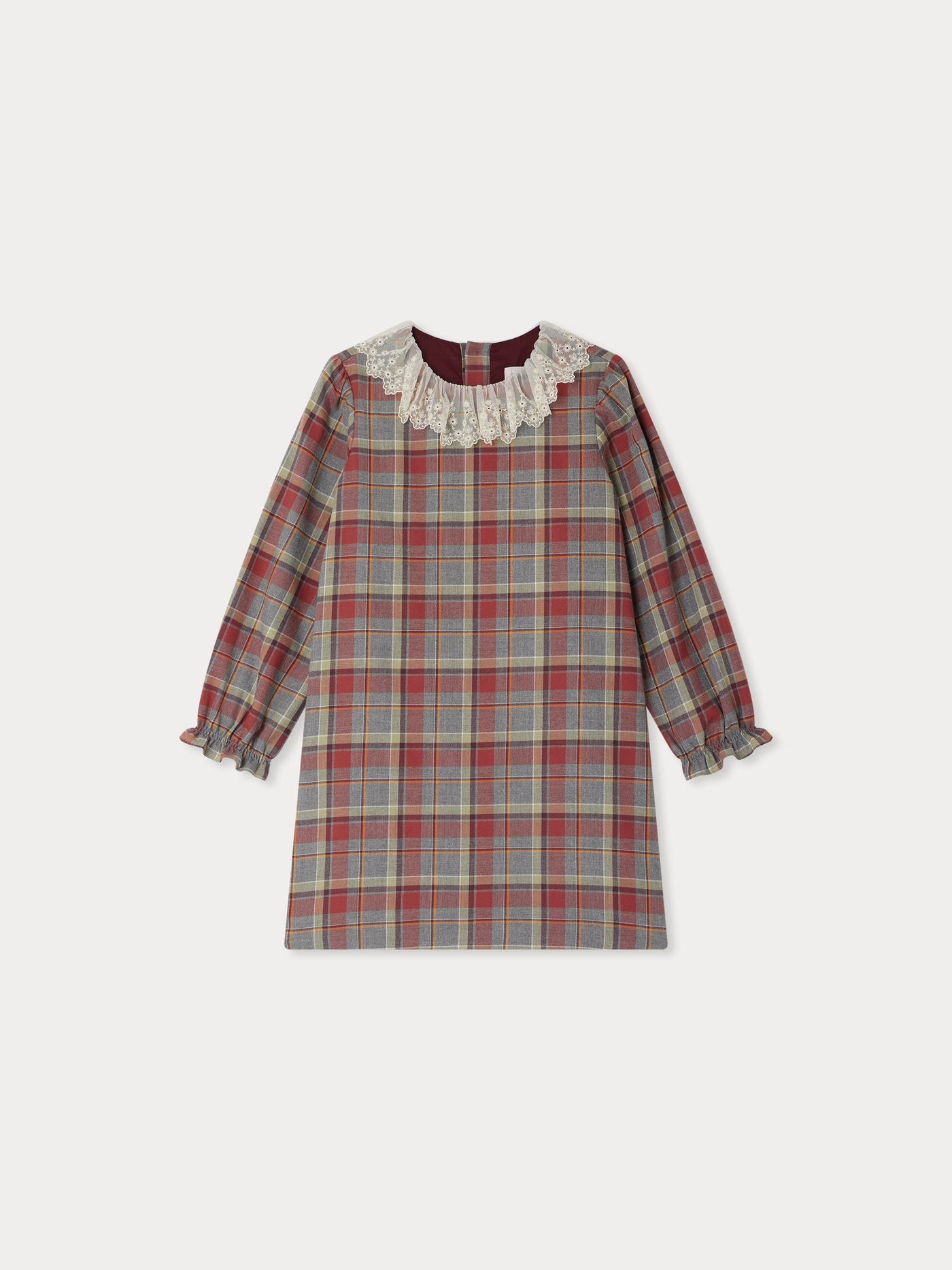 Puzzle-Kleid mit besticktem Spitzenkragen aus Baumwolle 