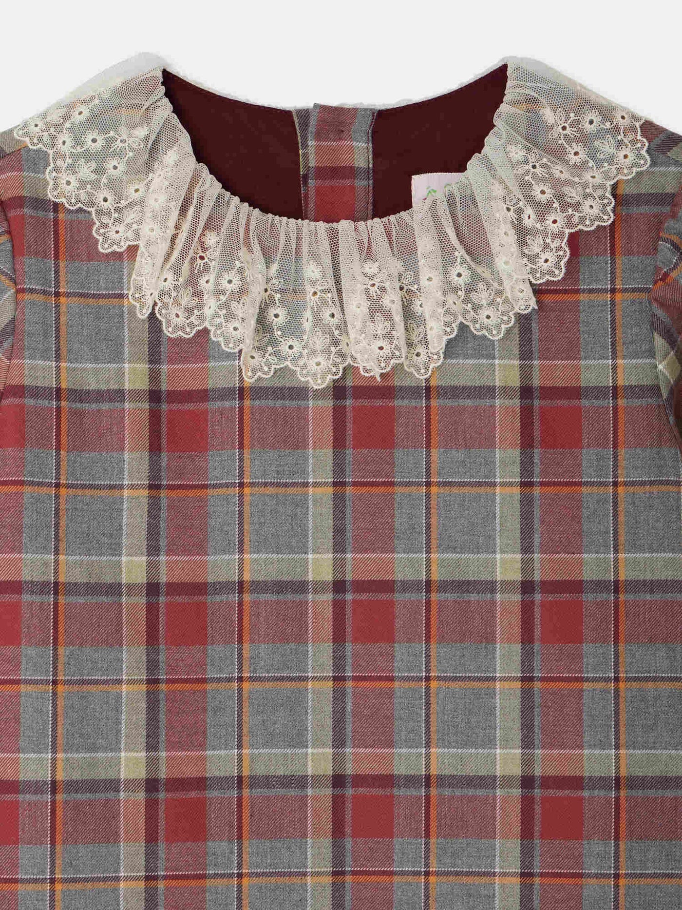 Robe Puzzle avec col en dentelle brodée en coton 