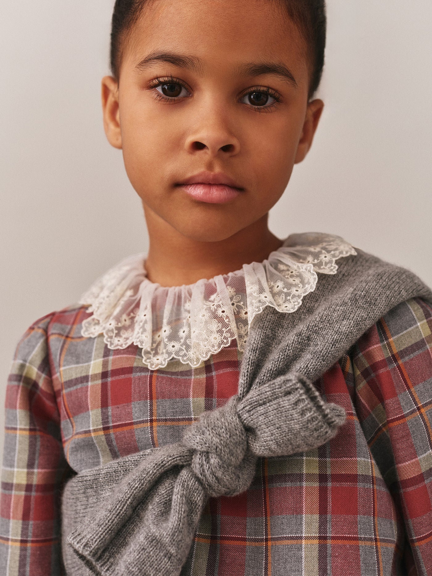 Robe Puzzle avec col en dentelle brodée en coton 