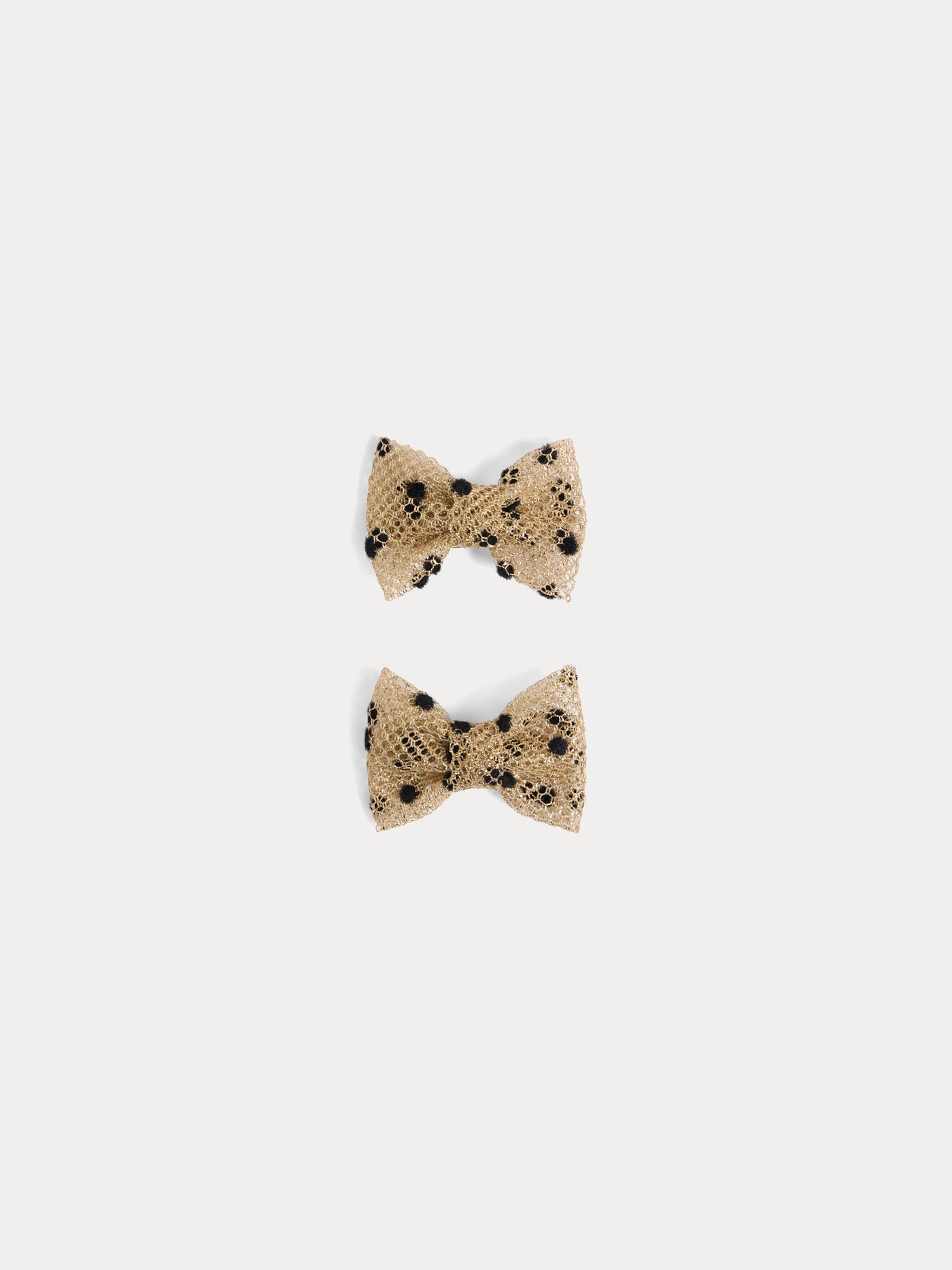 Miniclic barrette in tulle and velvet with polka dots