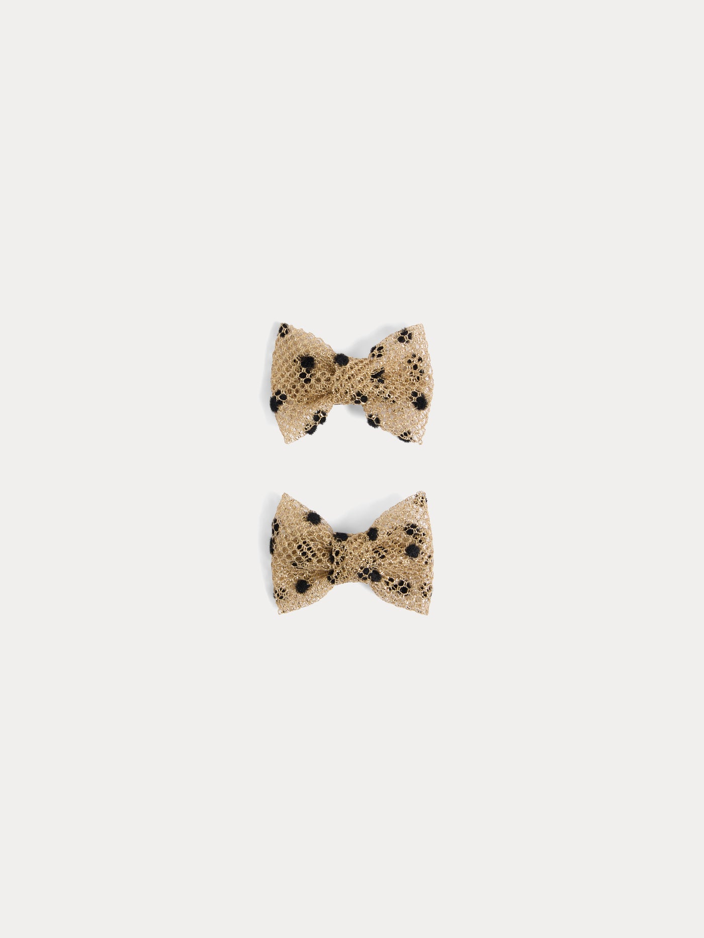 Miniclic barrette in tulle and velvet with polka dots