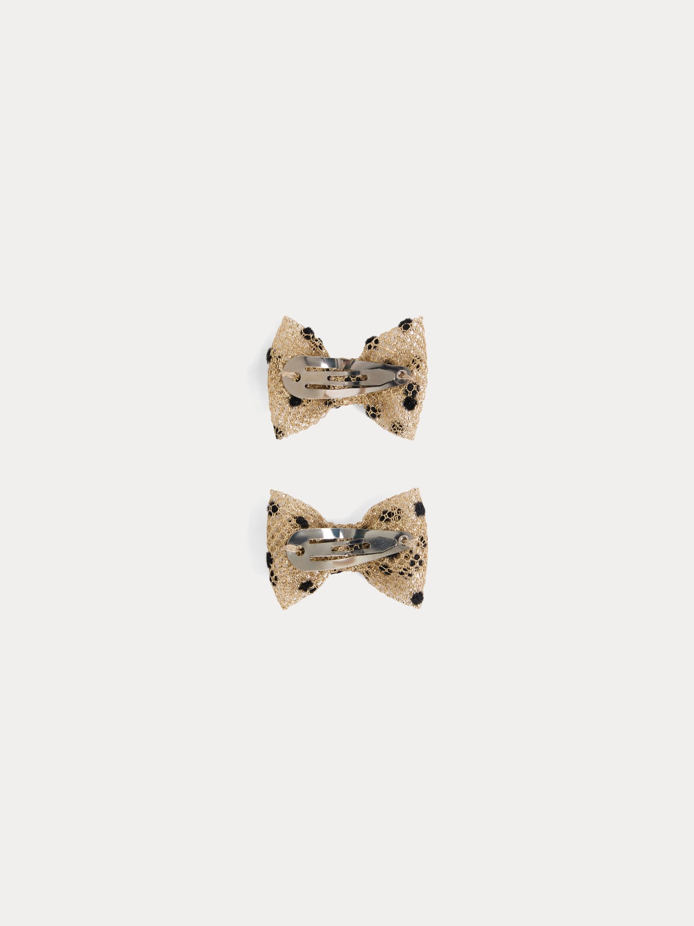 Miniclic barrette in tulle and velvet with polka dots
