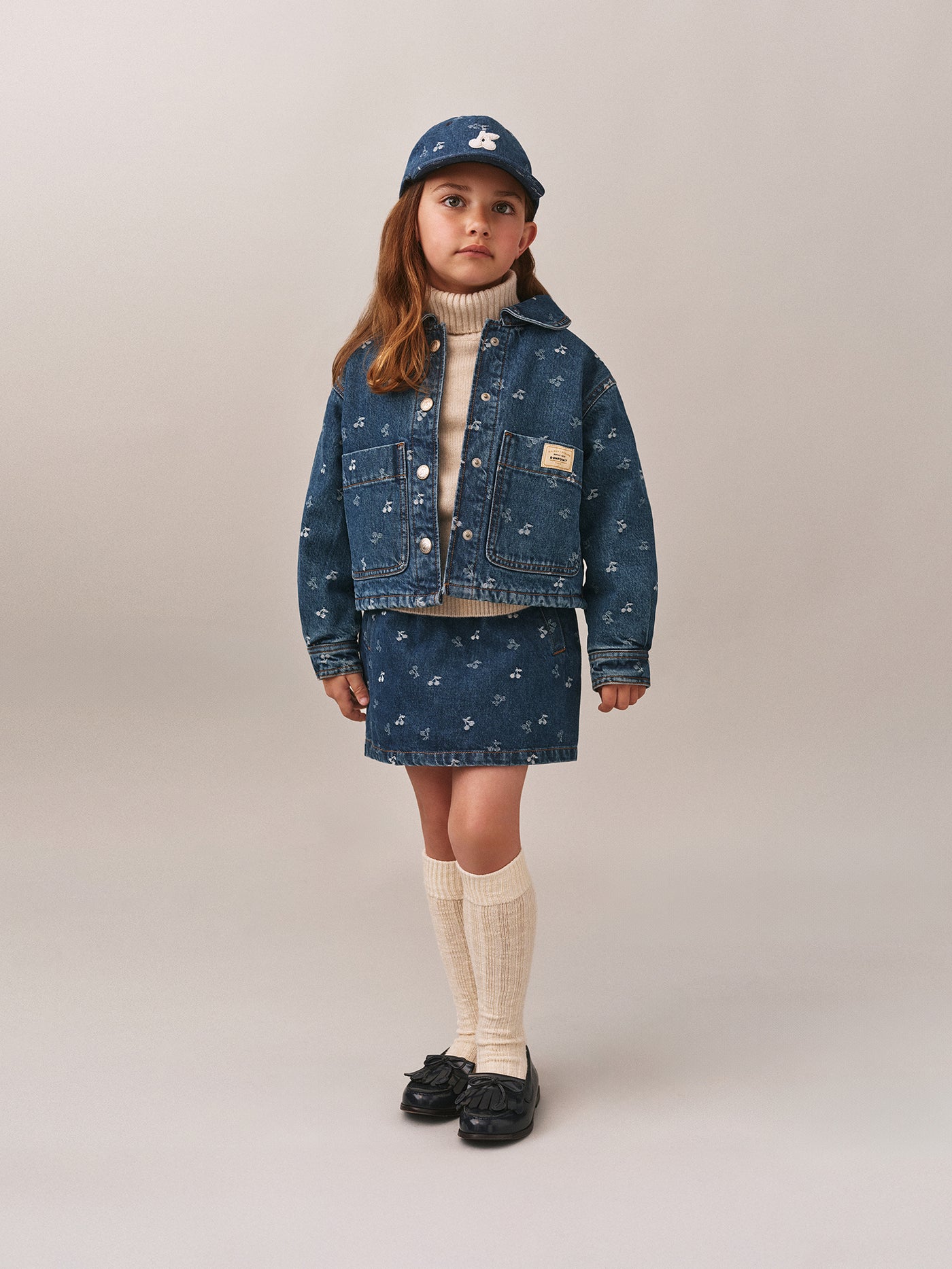 Giacca trapuntata Jalia in denim jacquard color ciliegia