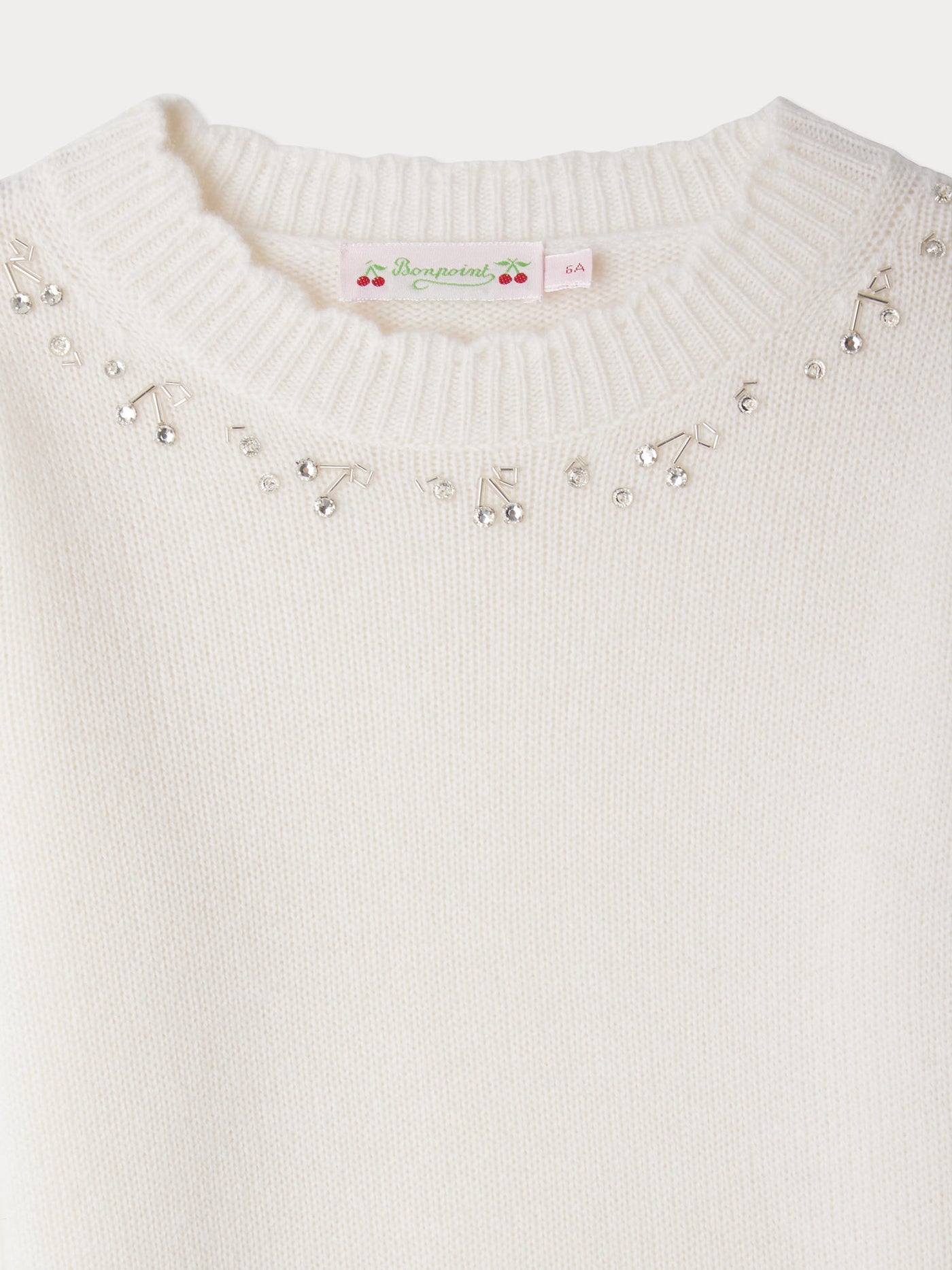 Justinio handbestickter Baumwollpullover mit Strasssteinen und Perlen