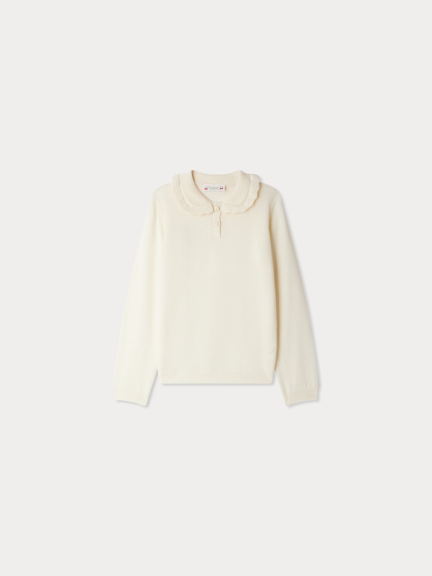 Pull Brynja à col brodé cerise en laine