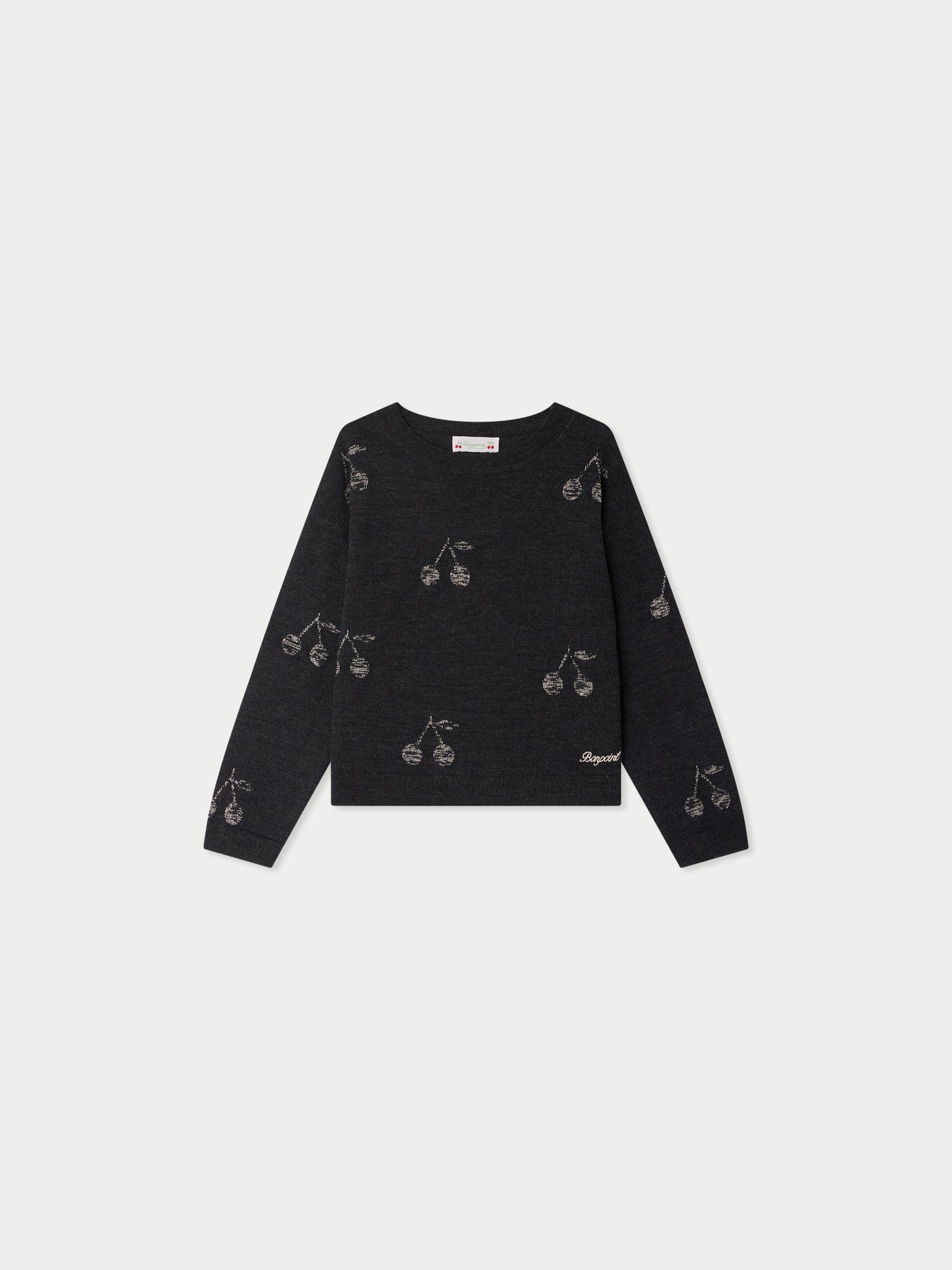 Jabaro cherry jacquard sweater with copper wool thread