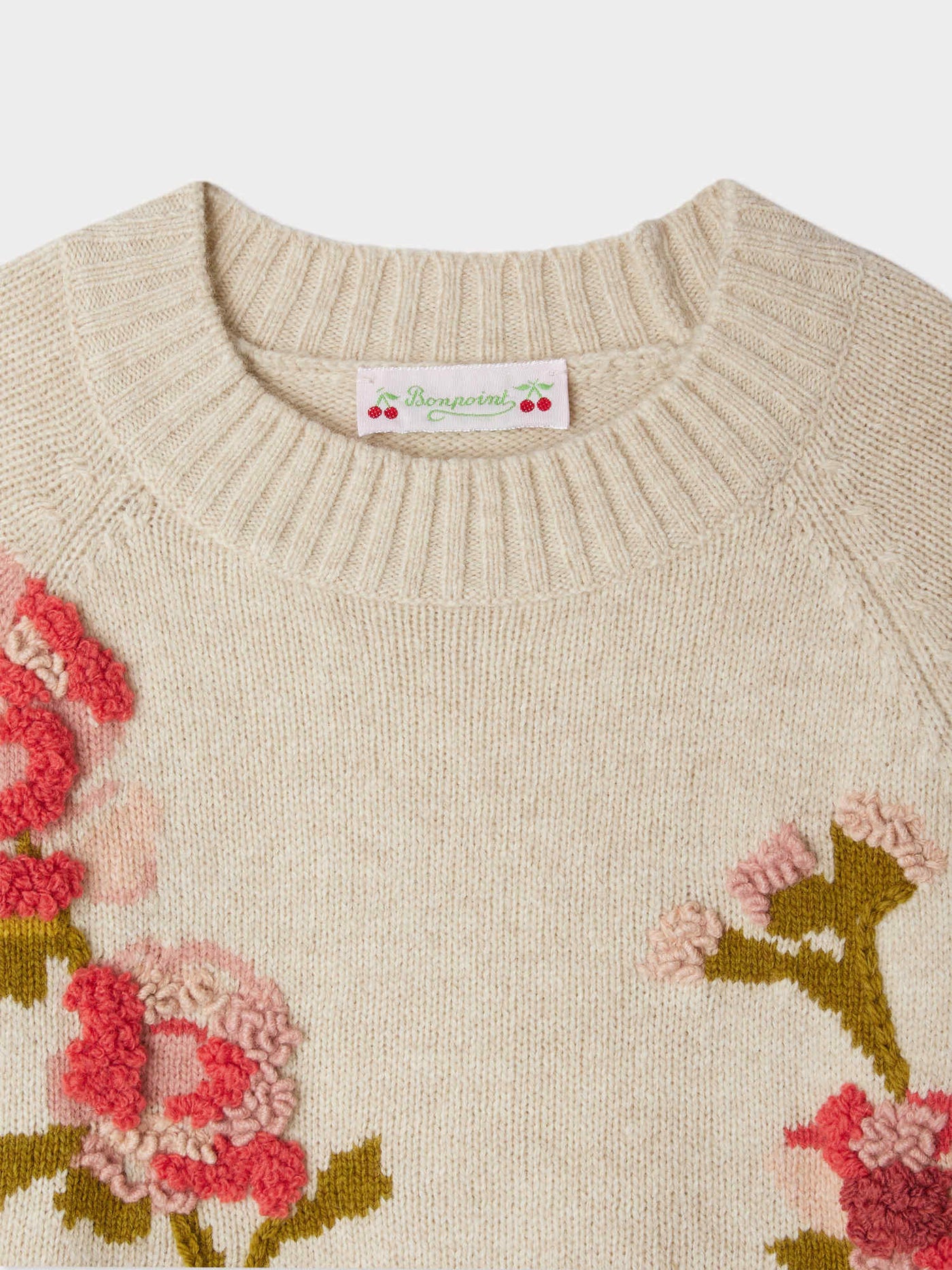 Gillia sweater in jacquard and hand-embroidered flowers