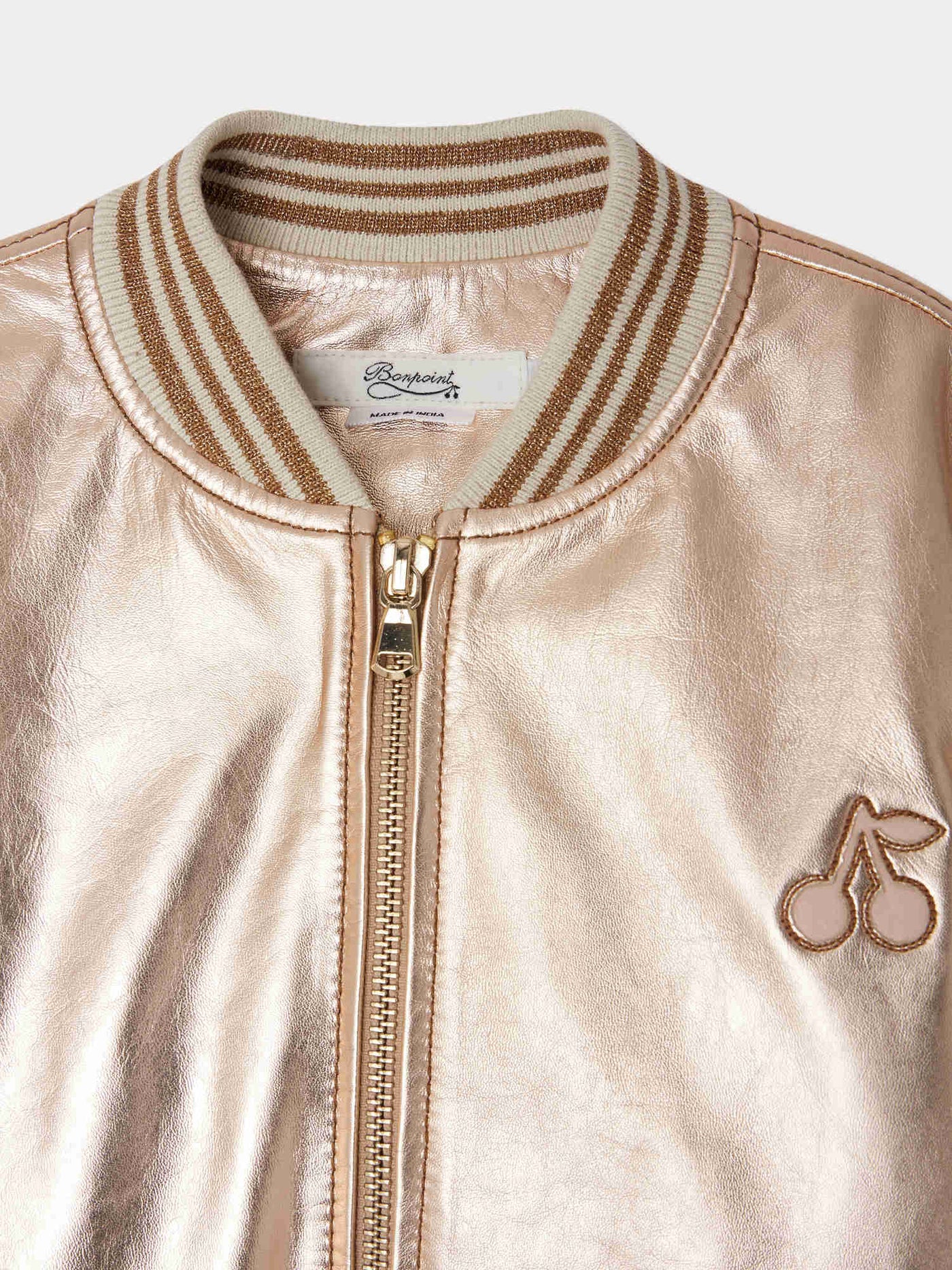 Jacantha iridescent leather jacket with inlays