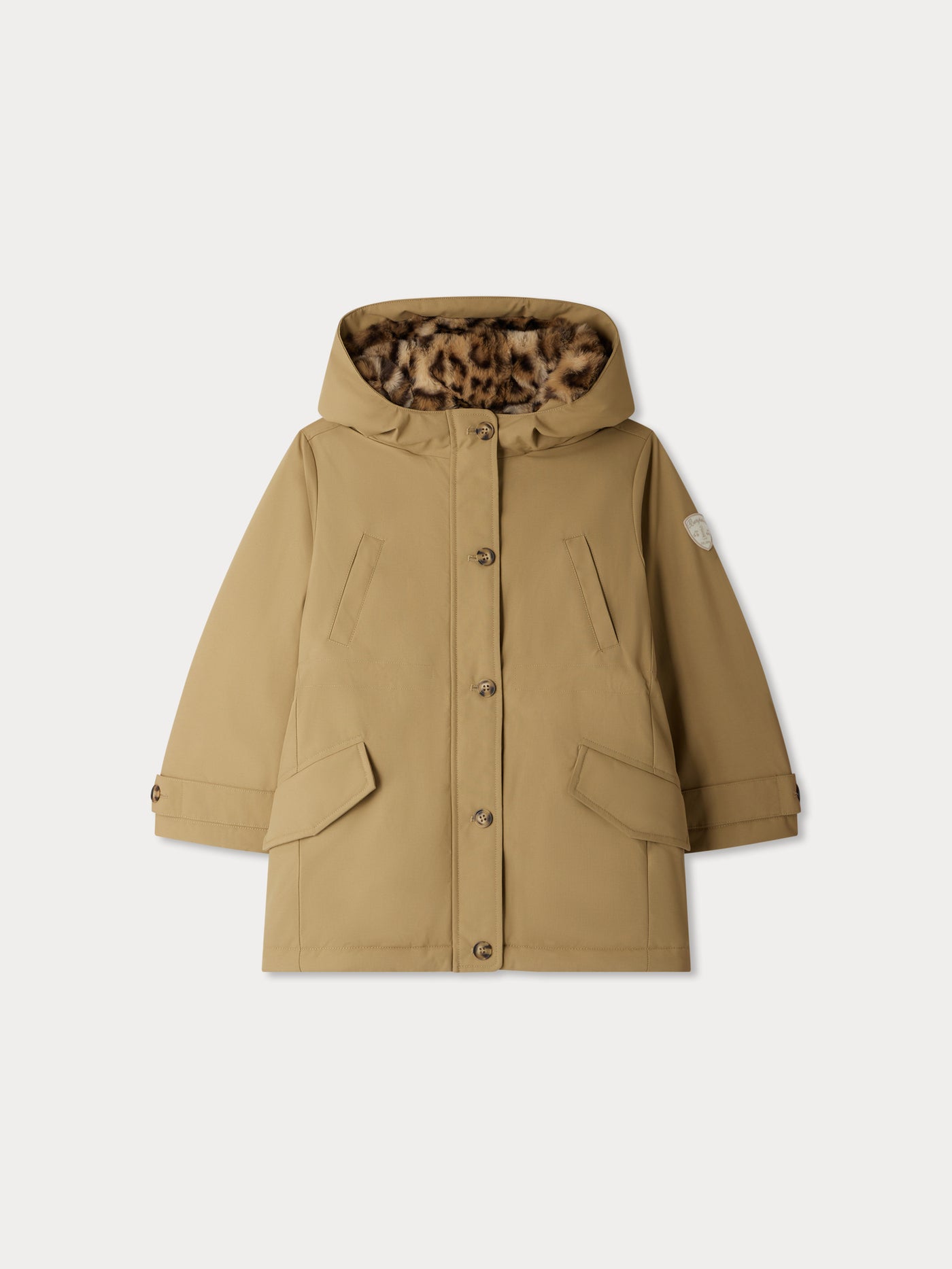 Parka Janova con cappuccio foderato in pelliccia sintetica con stampa leopardata