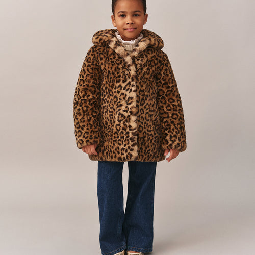 Manteau Doogie en fausse fourrure imprimé léopard
