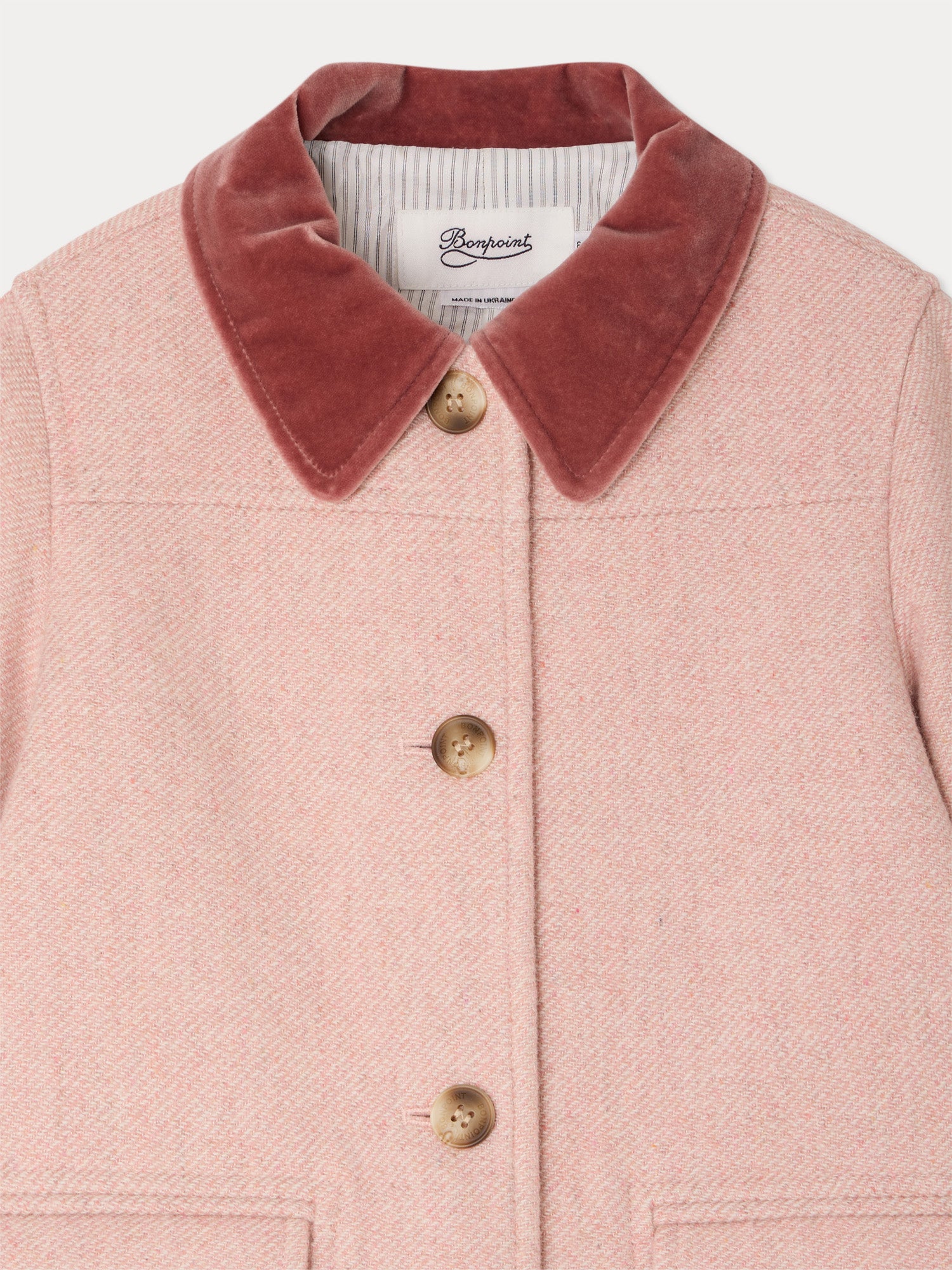 Jaida coat in pink wool with a velvet collar • Bonpoint