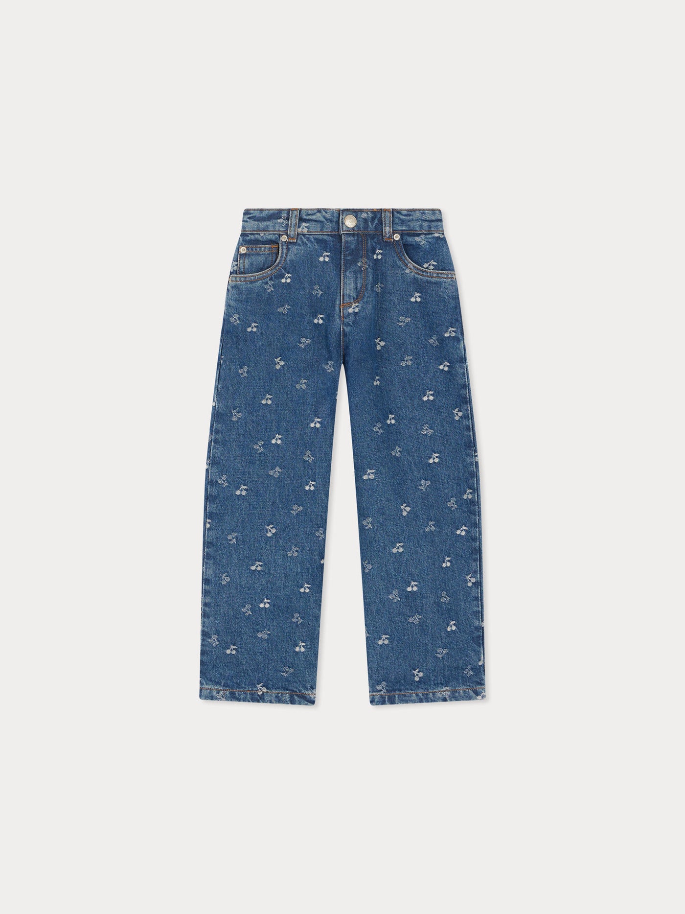 Jasmina-Hose aus kirschrotem Jacquard-Denim