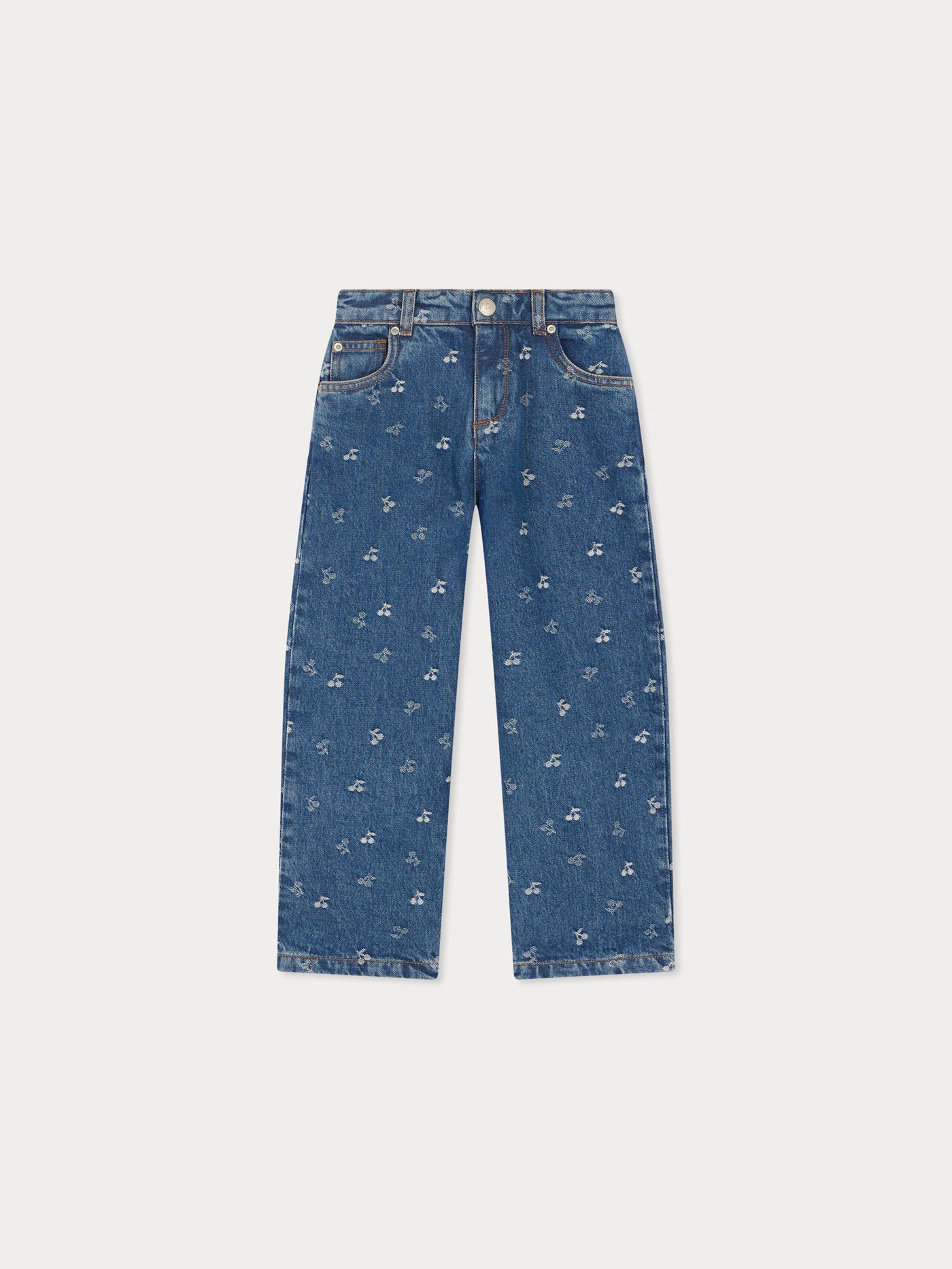 Jasmina-Hose aus kirschrotem Jacquard-Denim