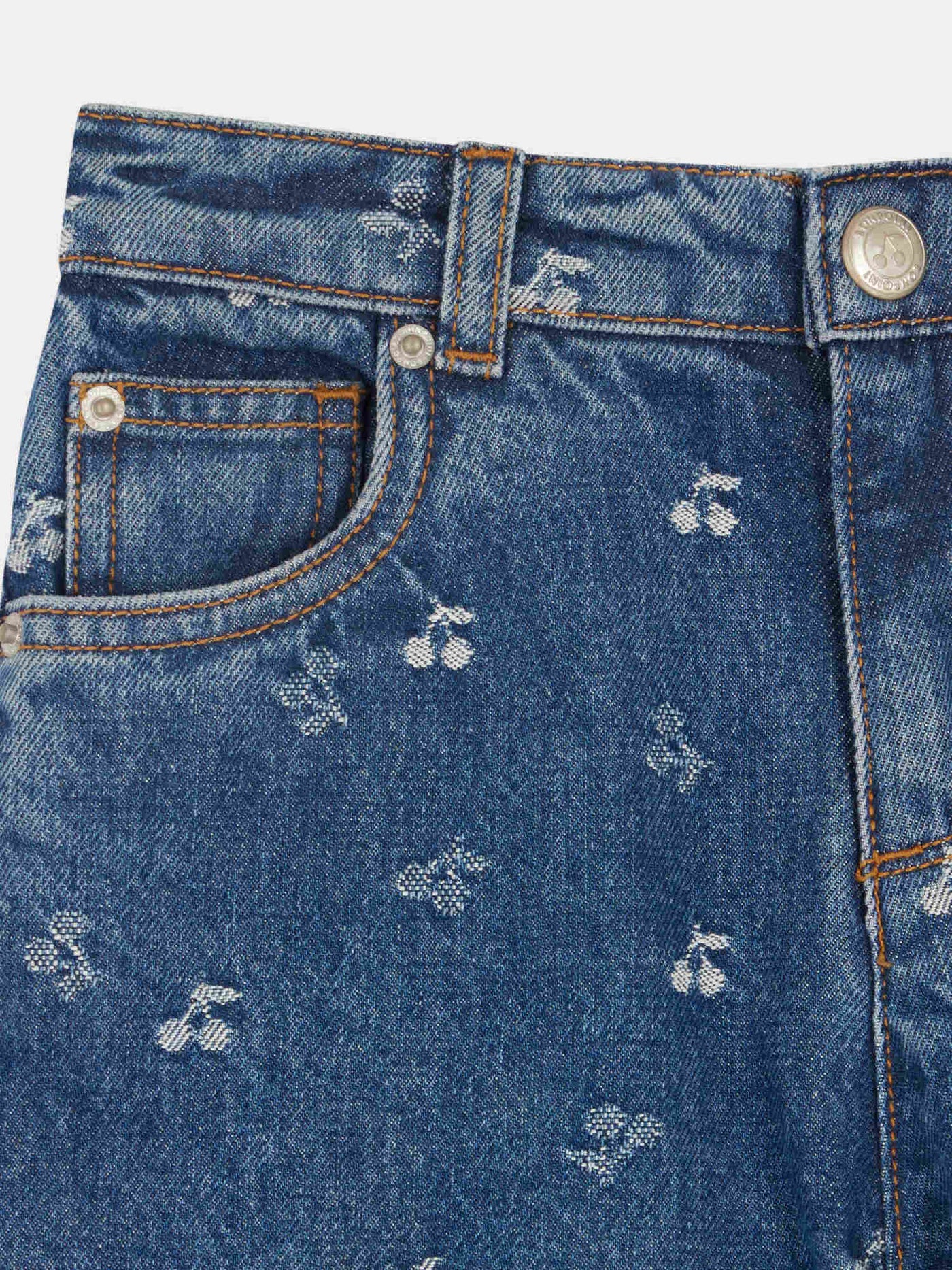 Jasmina-Hose aus kirschrotem Jacquard-Denim