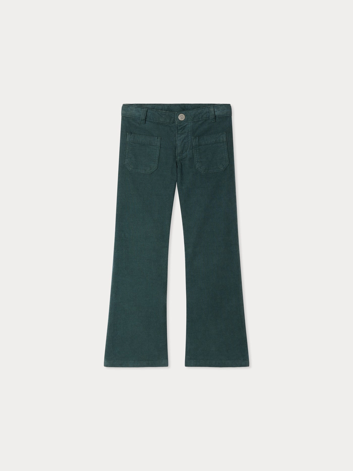 Pantalon Jennifael droit en velours en coton biologique vert