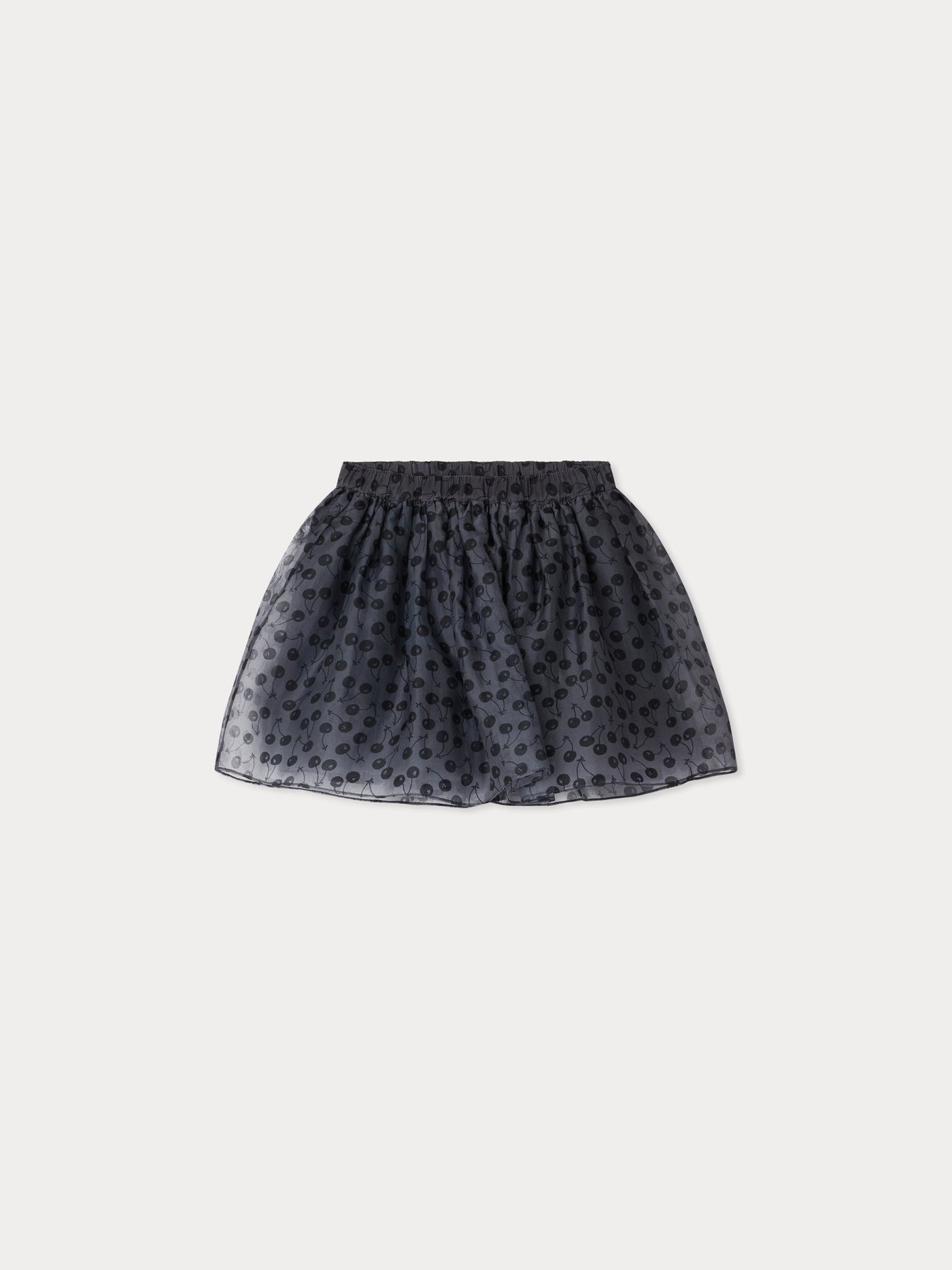 Gonna Suzon con elastico in vita in organza di seta stampata ciliegie