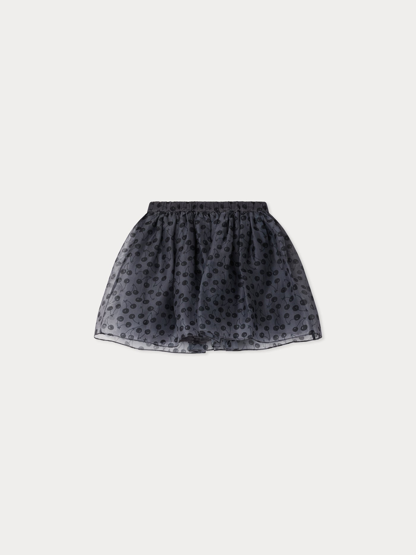 Gonna Suzon con elastico in vita in organza di seta stampata ciliegie