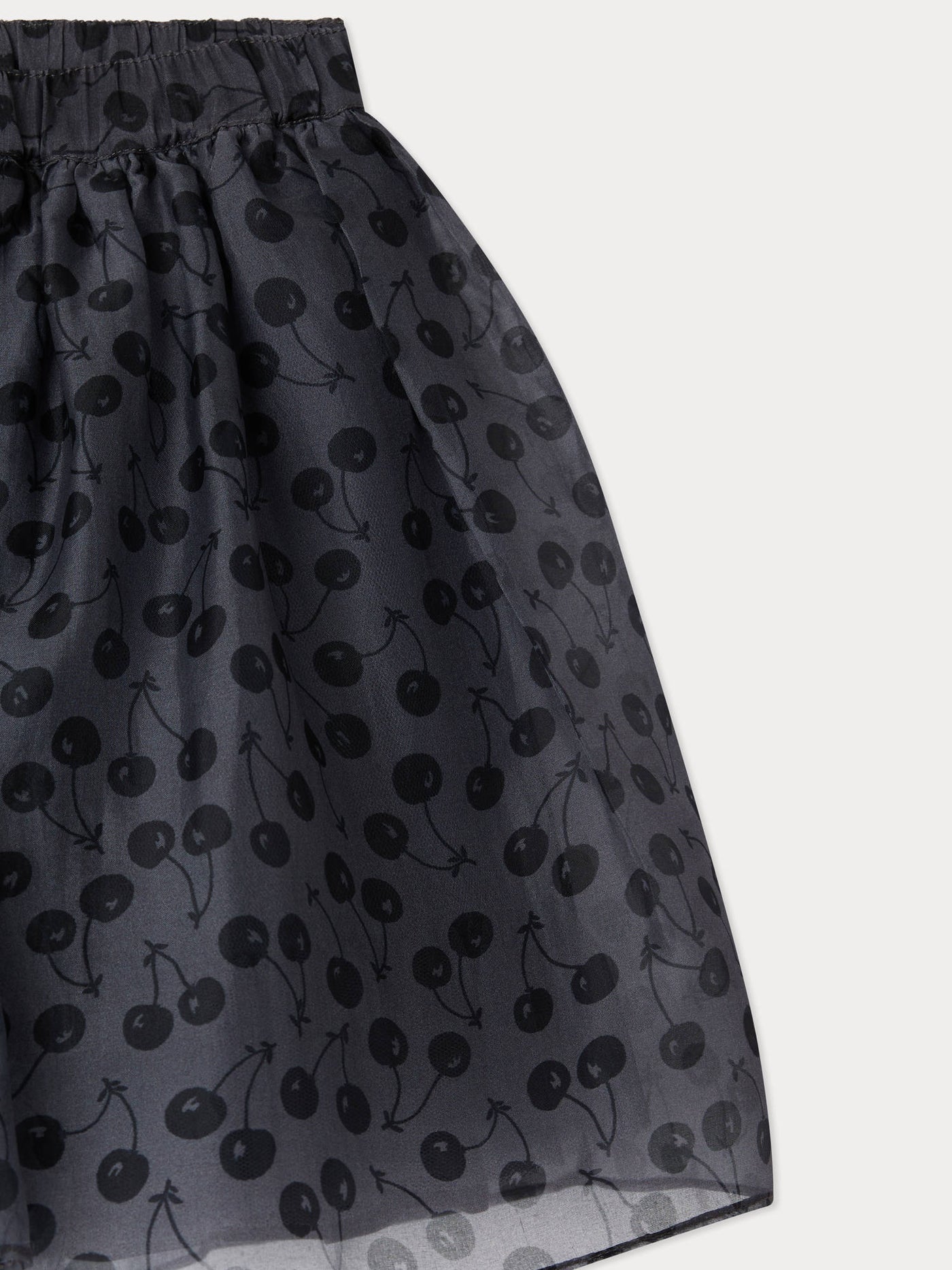 Gonna Suzon con elastico in vita in organza di seta stampata ciliegie