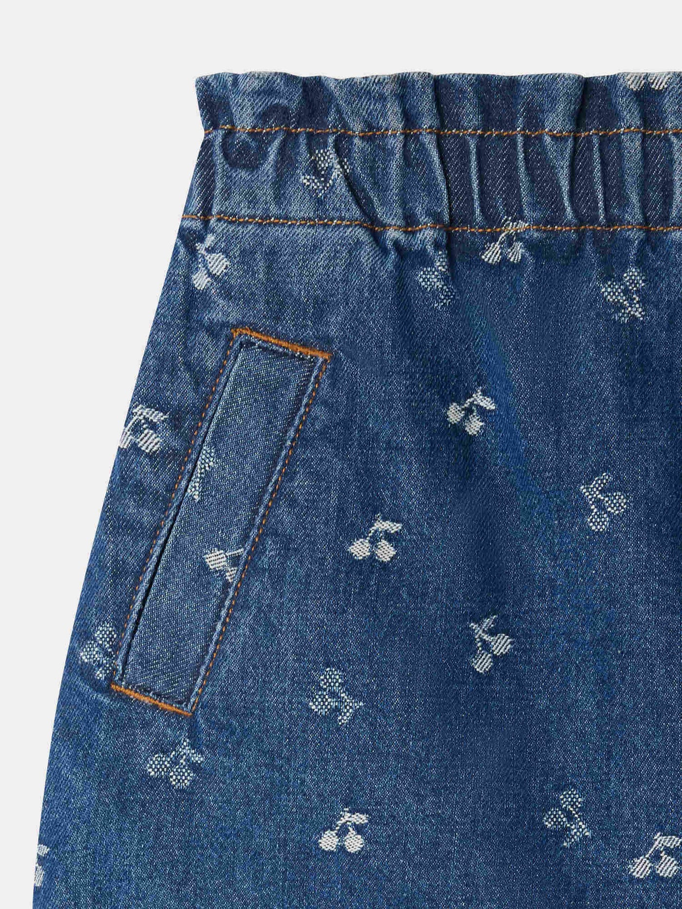 Jensua – Rock mit elastischer Taille aus kirschrotem Jacquard-Denim