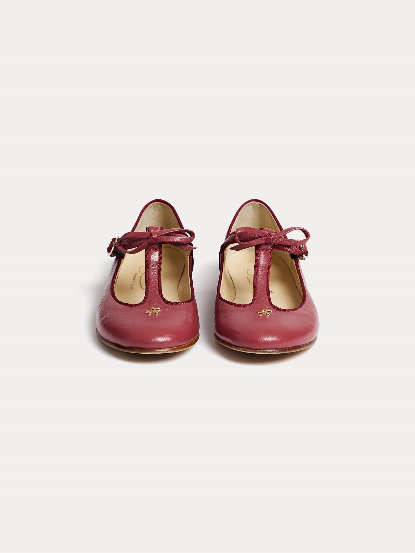 Joyce salomés in burgundy and cherry gold leather • Bonpoint