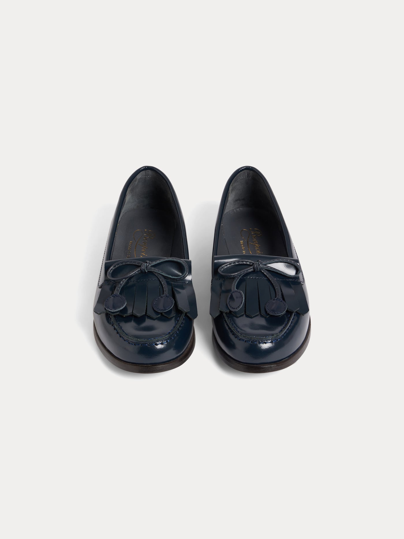 Jazz leather loafers with fringe and cherry bow