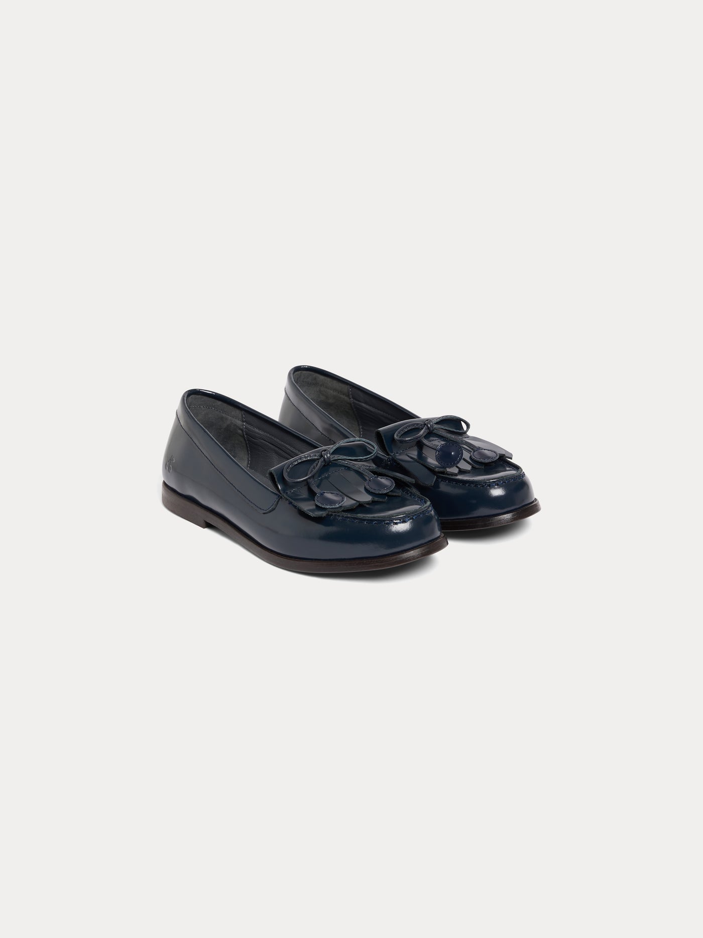 Jazz leather loafers with fringe and cherry bow