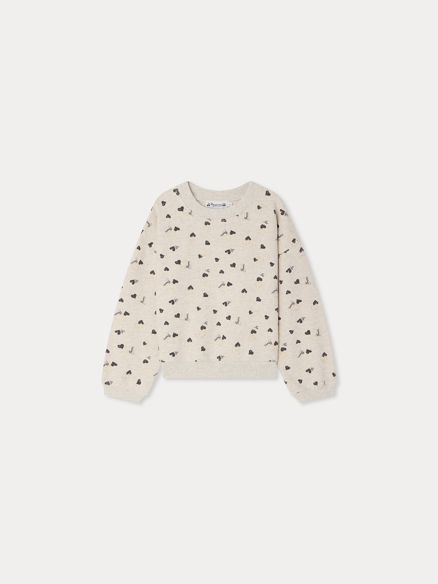 Tayla sweatshirt with black and gold heart print in organic cotton
