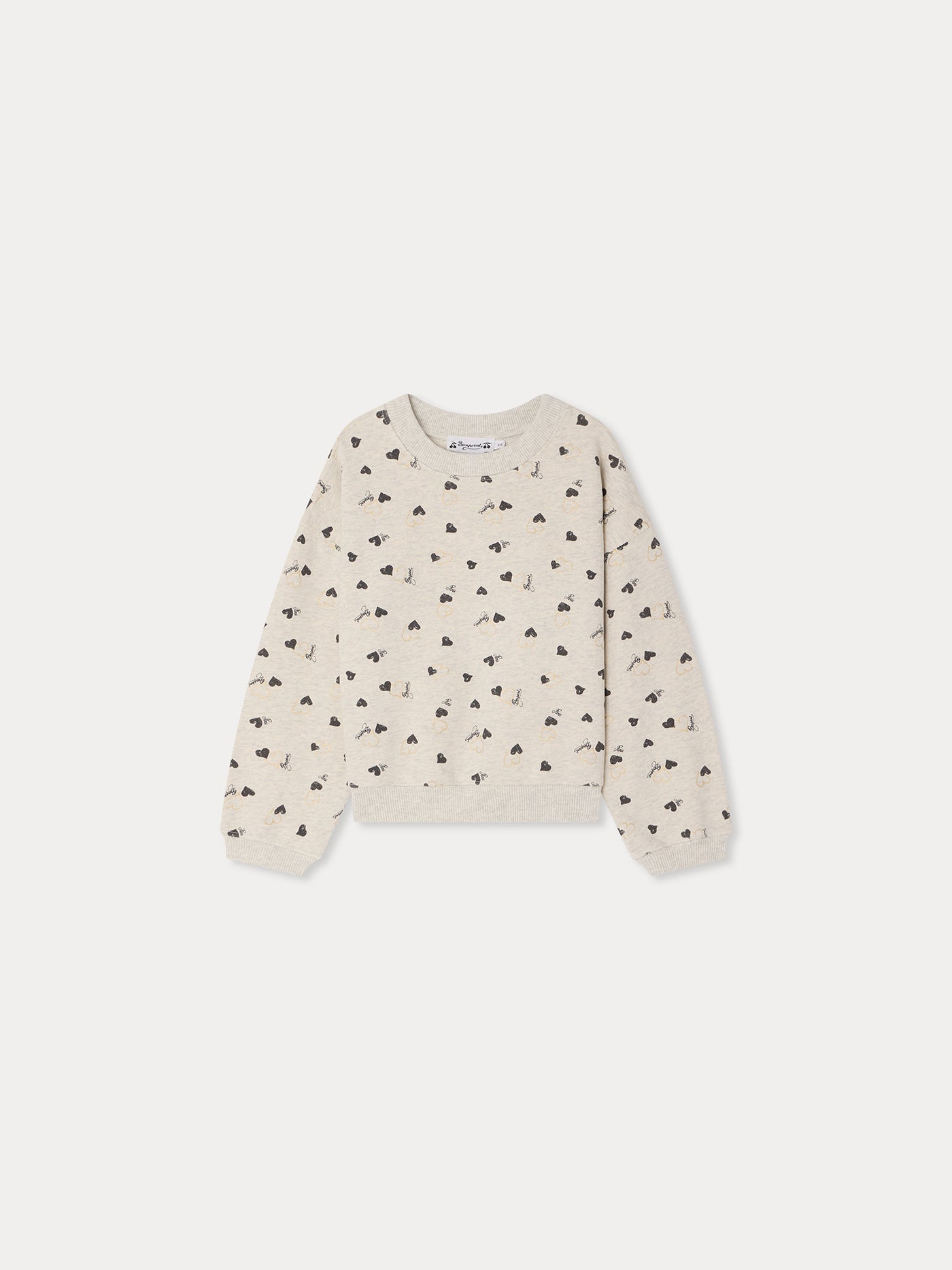 Tayla Sweatshirt aus Bio-Baumwolle mit schwarzem und goldenem Herz-Print