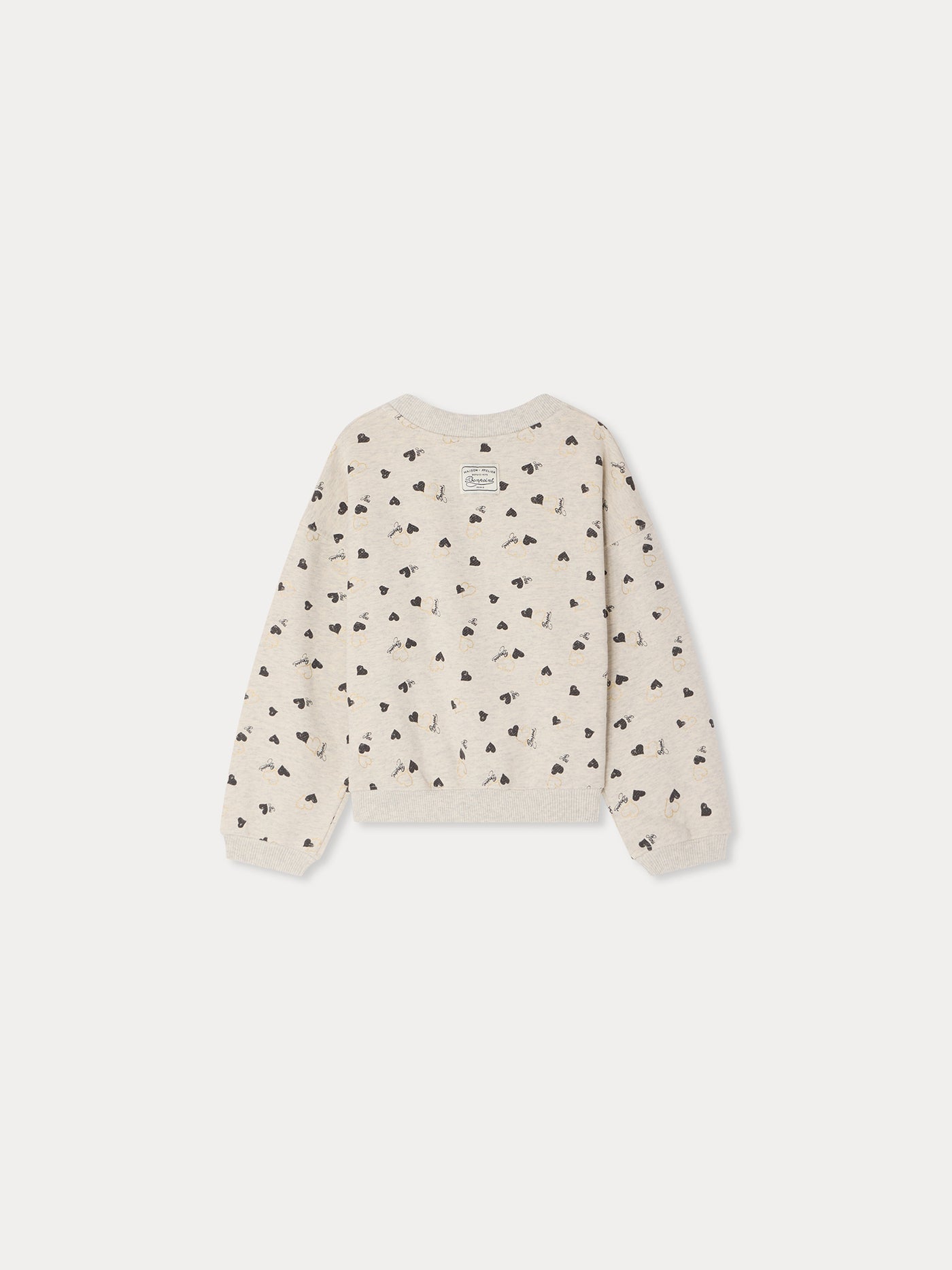Sweat Tayla à imprimé cœur noir et doré en coton biologique