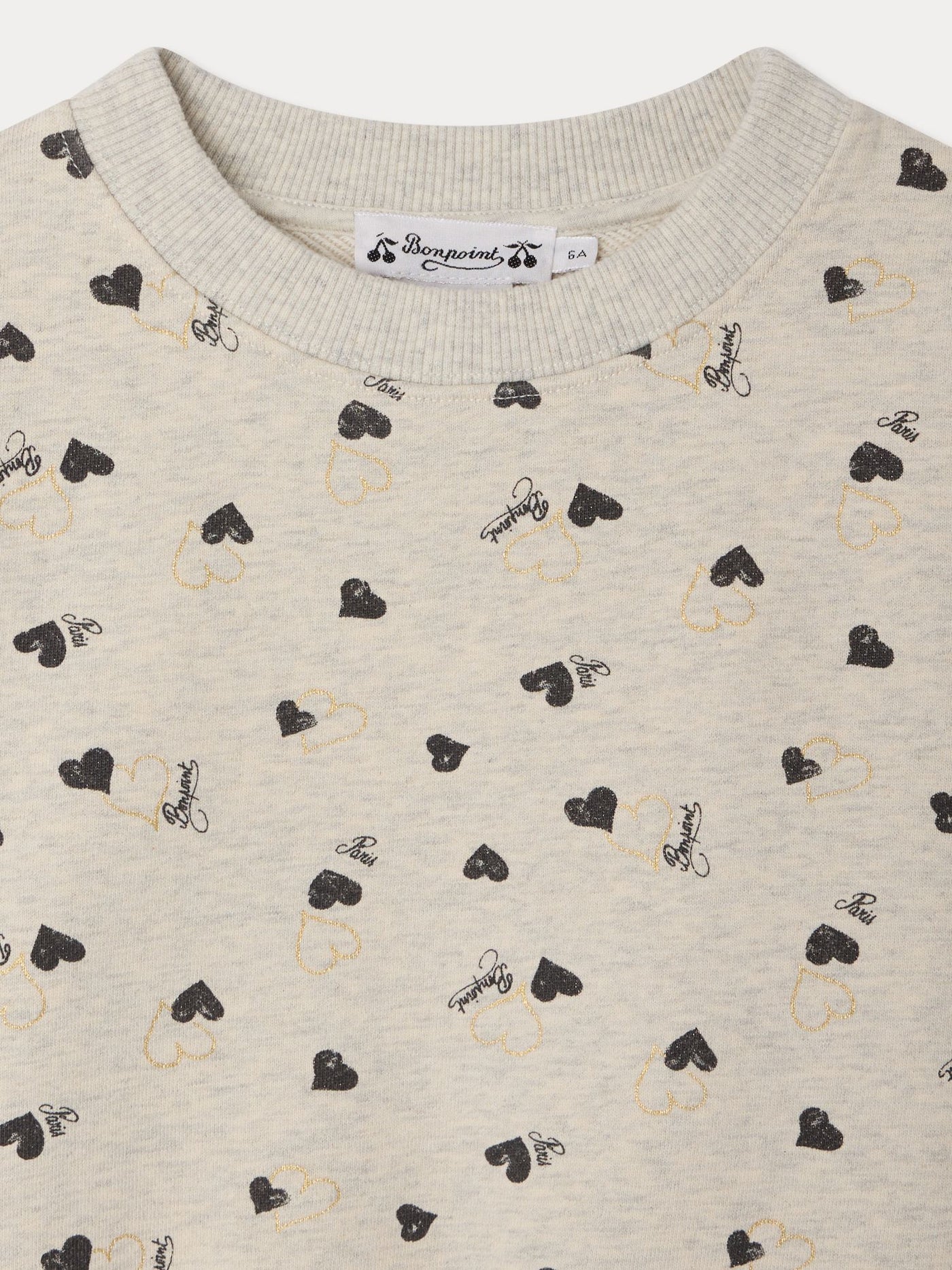 Tayla Sweatshirt aus Bio-Baumwolle mit schwarzem und goldenem Herz-Print