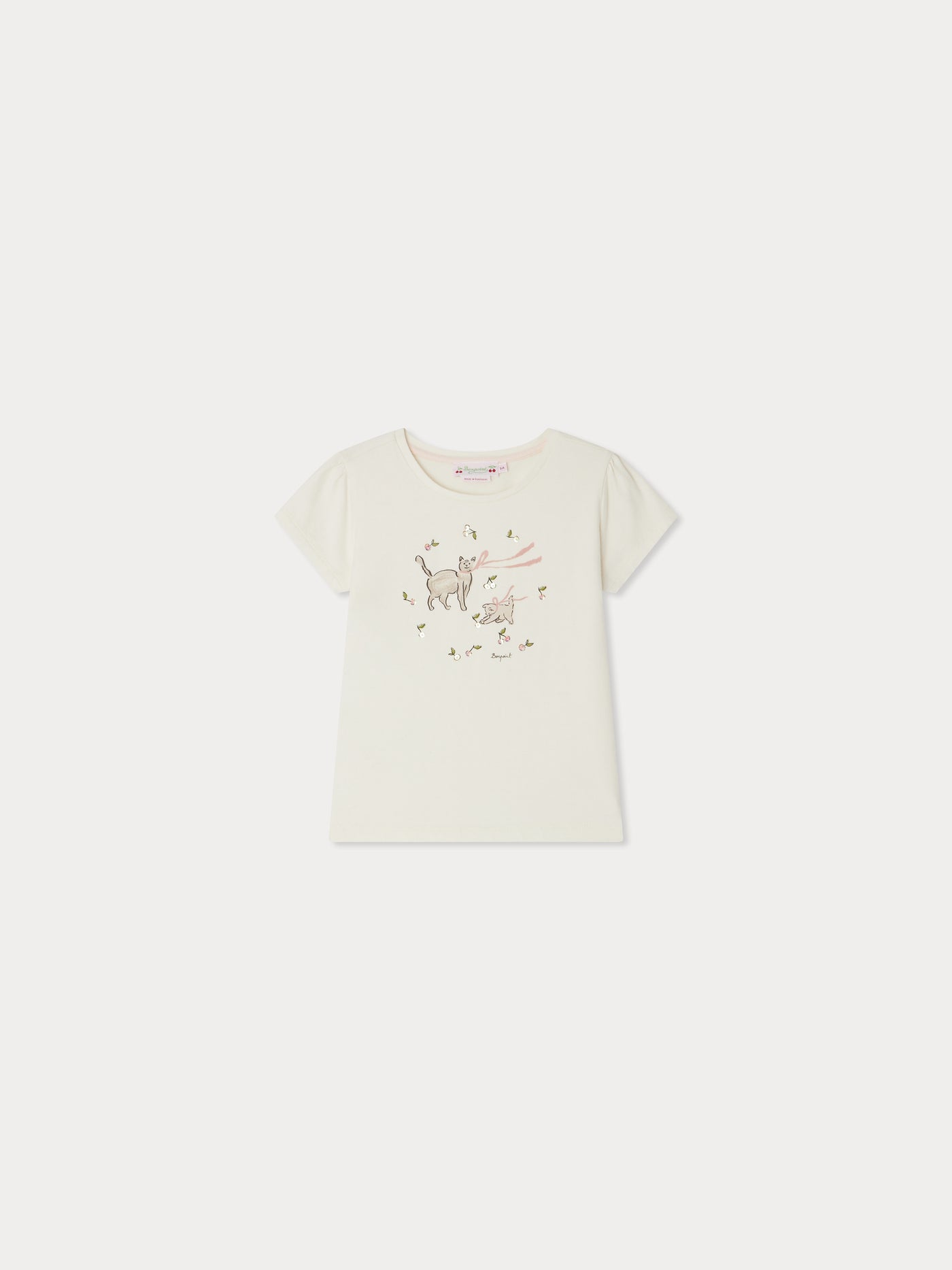 Capricia T-shirt with cat print and embroidered sequins in organic cotton