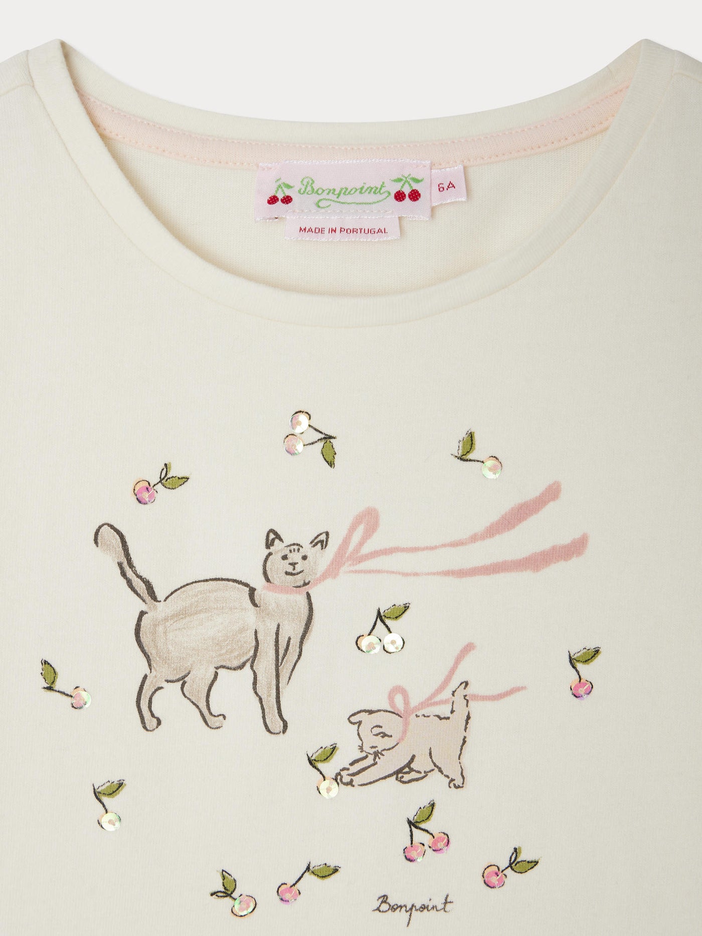 T-shirt Capricia à imprimé Chat et sequins brodés en coton biologique