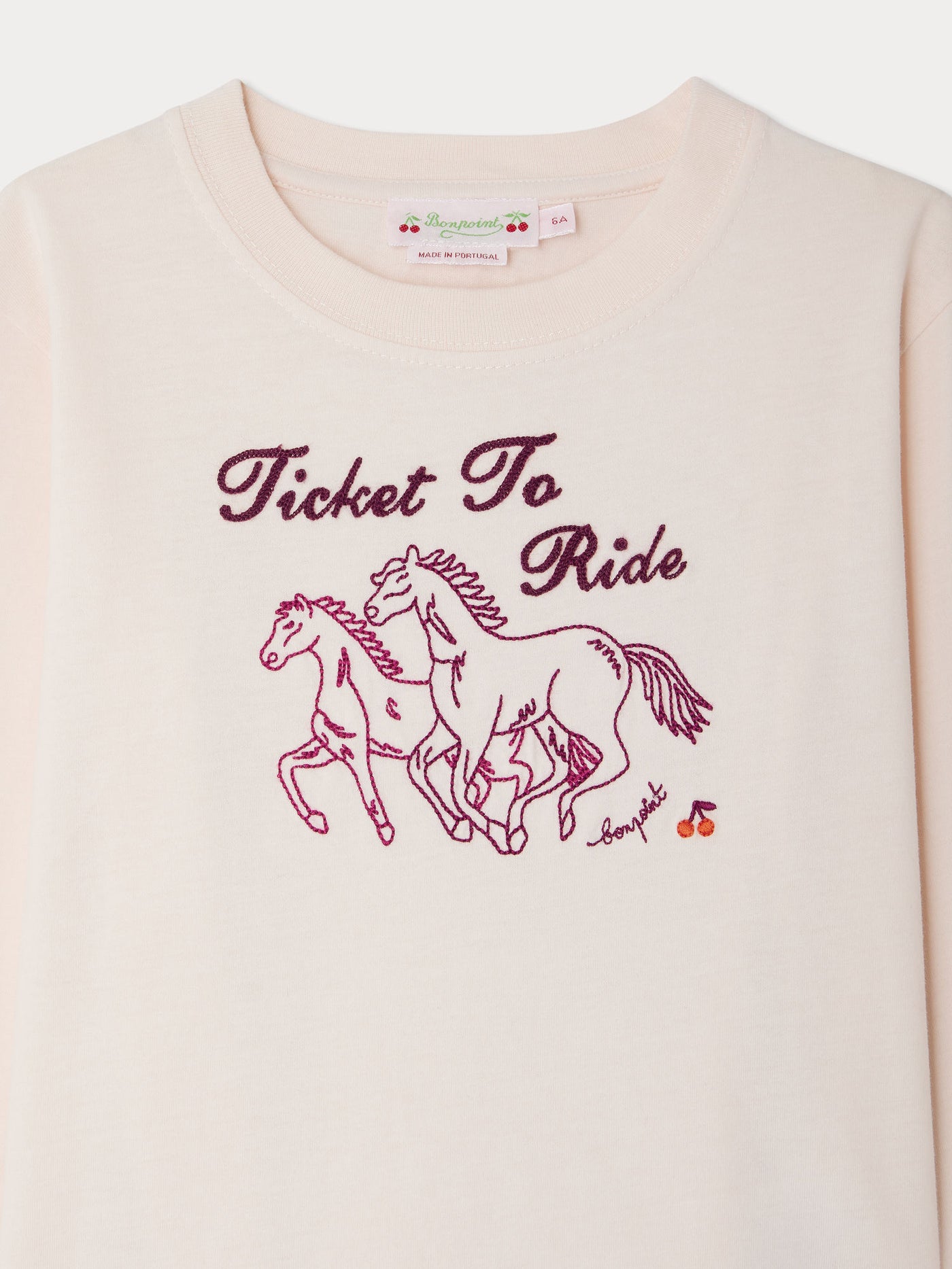 T-shirt Theia con cavalli ricamati in cotone biologico