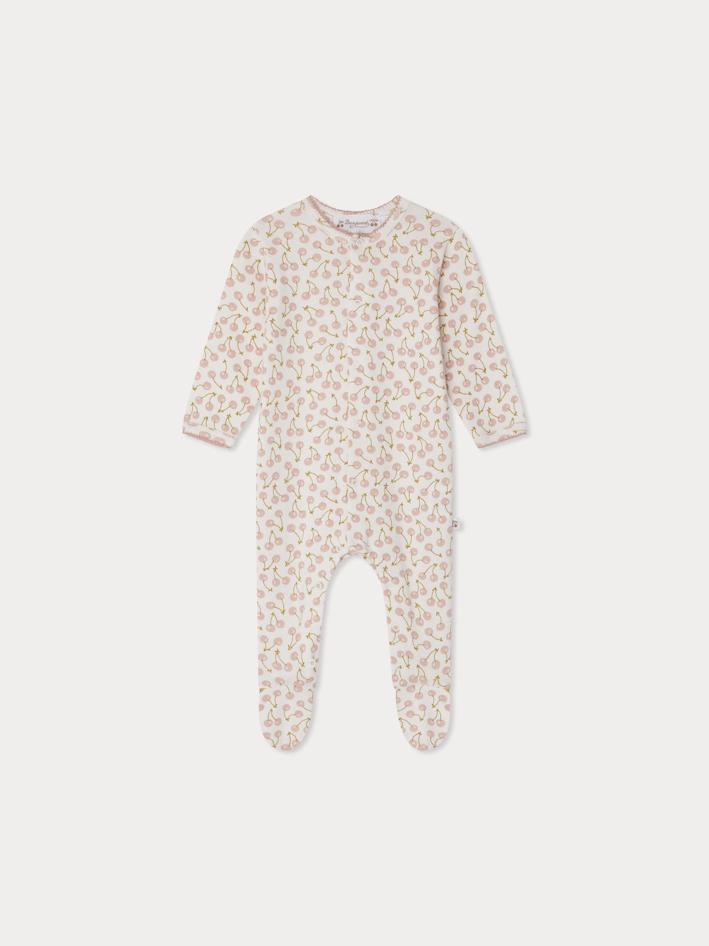 Pyjama Golco à col rond à imprimé cerises en coton biologique